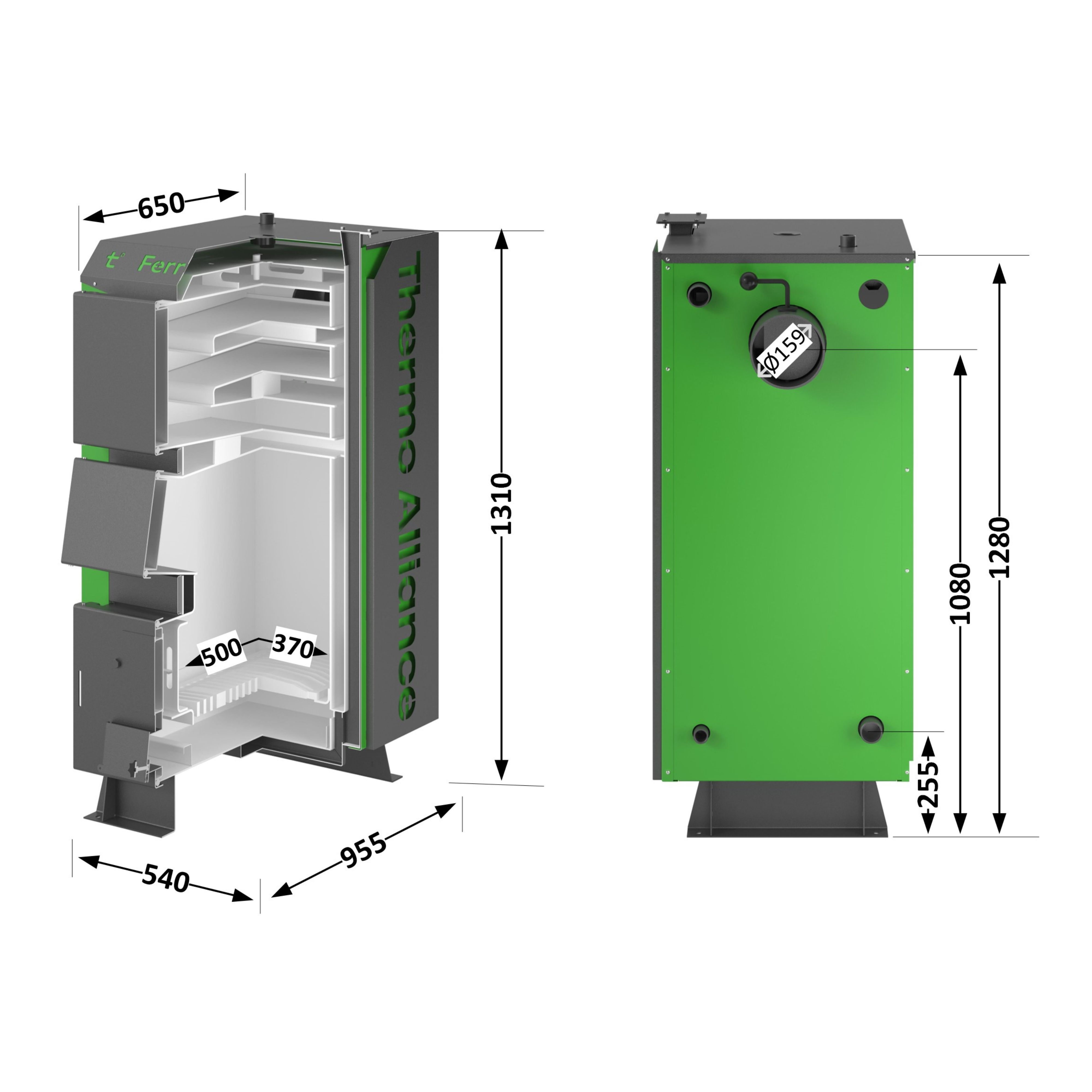 Котел твердопаливний сталевий Thermo Alliance Ferrum Plus V 4.0 FSF+ 26 1