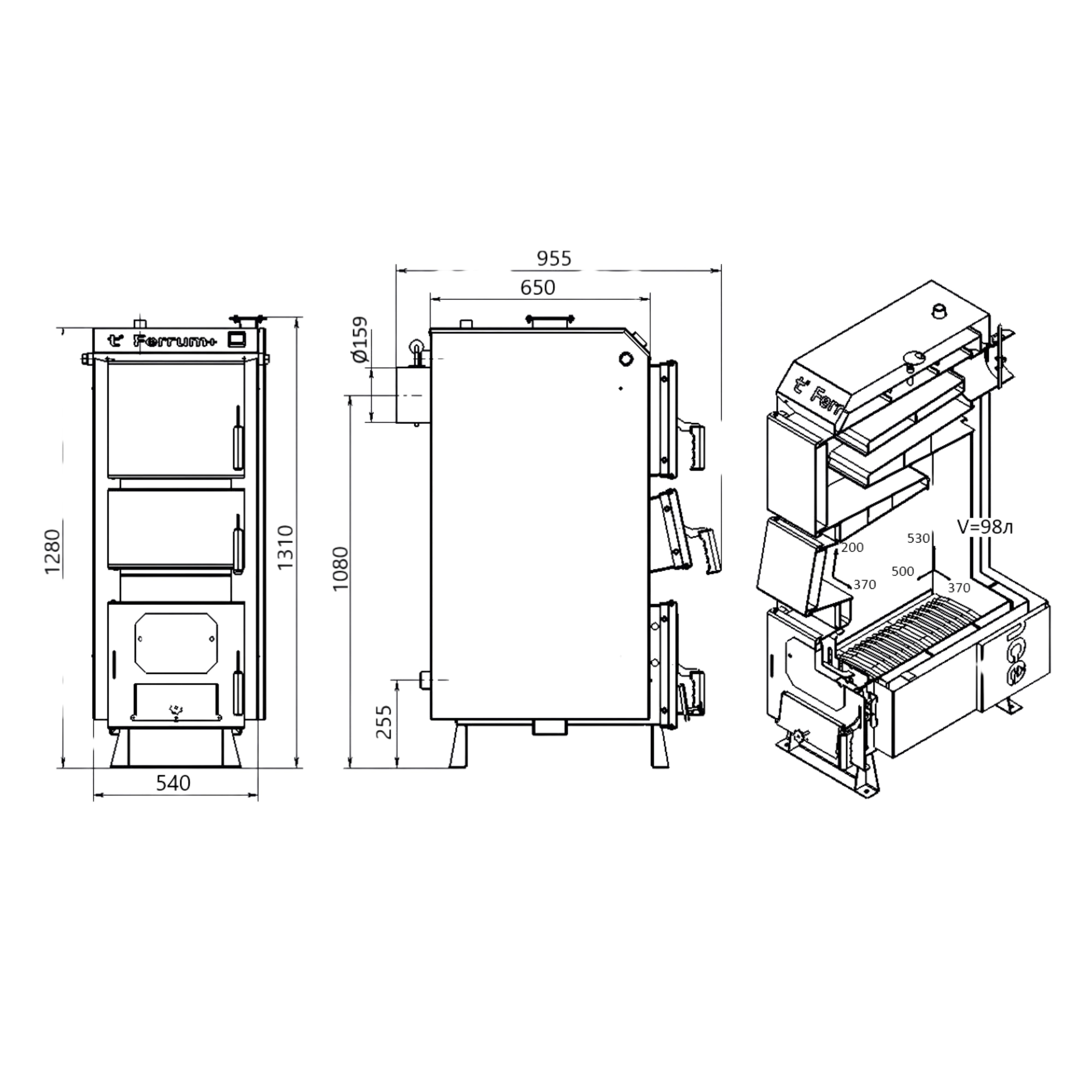 Котел твердопаливний сталевий Thermo Alliance Ferrum Plus V 4.0 FSF+ 26 7