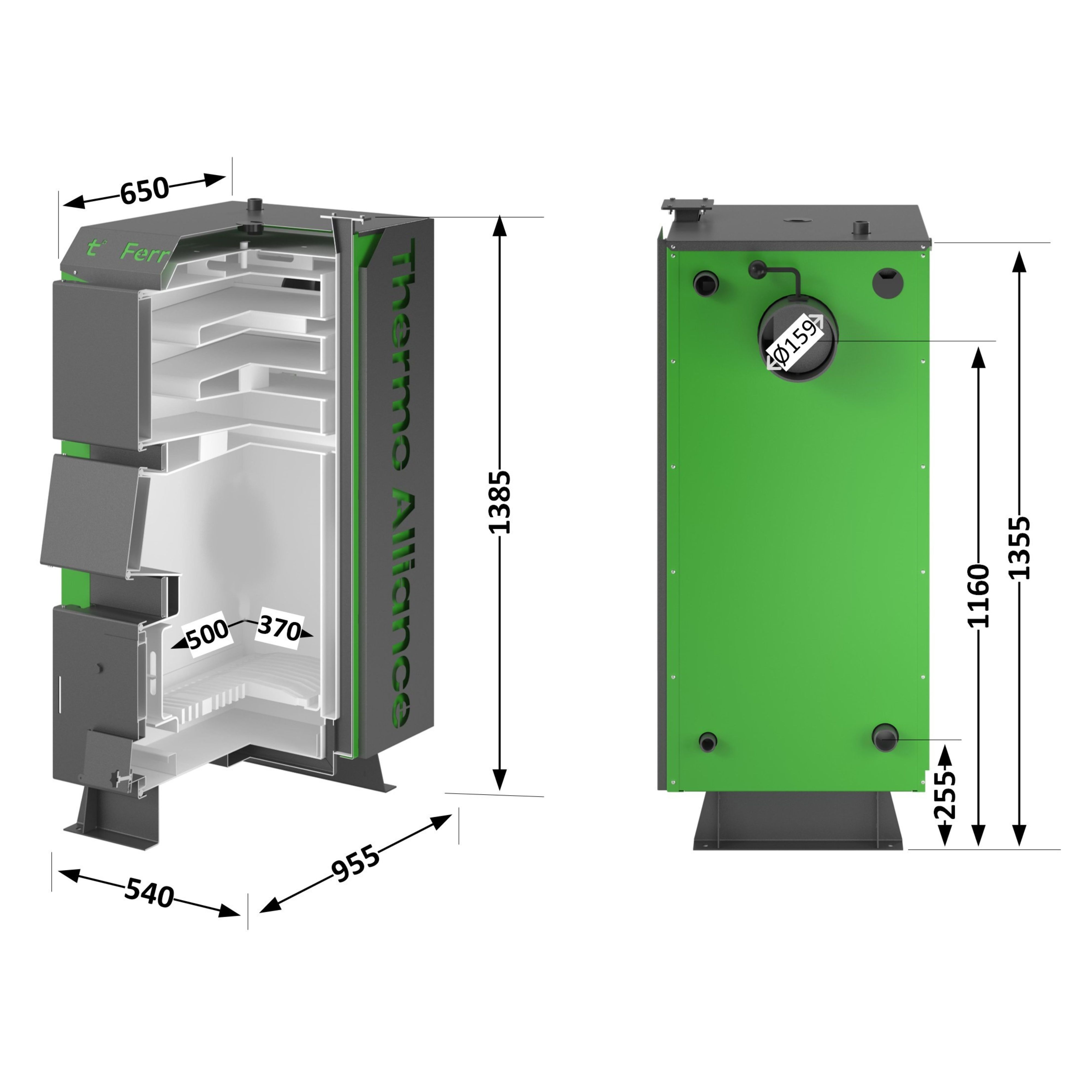 Котел твердопаливний сталевий Thermo Alliance Ferrum Plus V 4.0  FSF+ 30 1