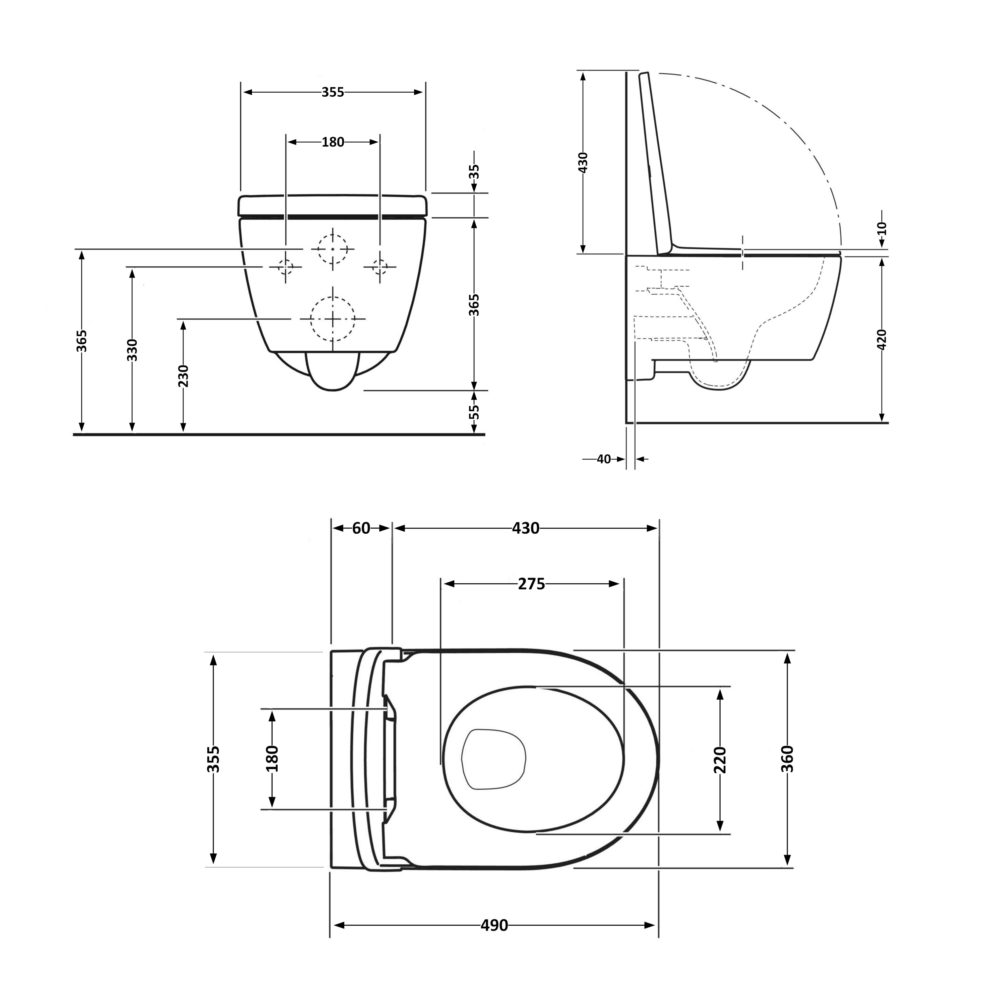 Унітаз підвісний Qtap Taurus безободковий з сидінням Soft-close QT2433084EUQW 1