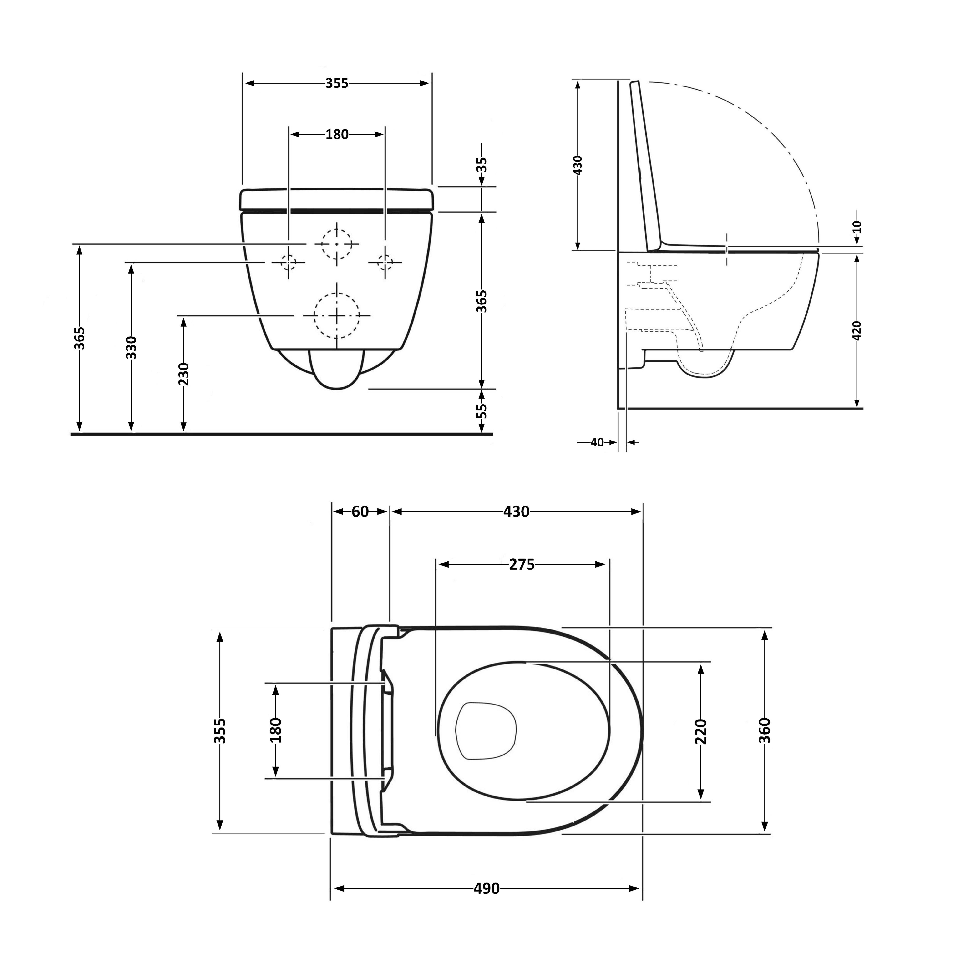 Унітаз підвісний Qtap Taurus безободковий з сидінням Soft-close QT2433084EUQMB 1