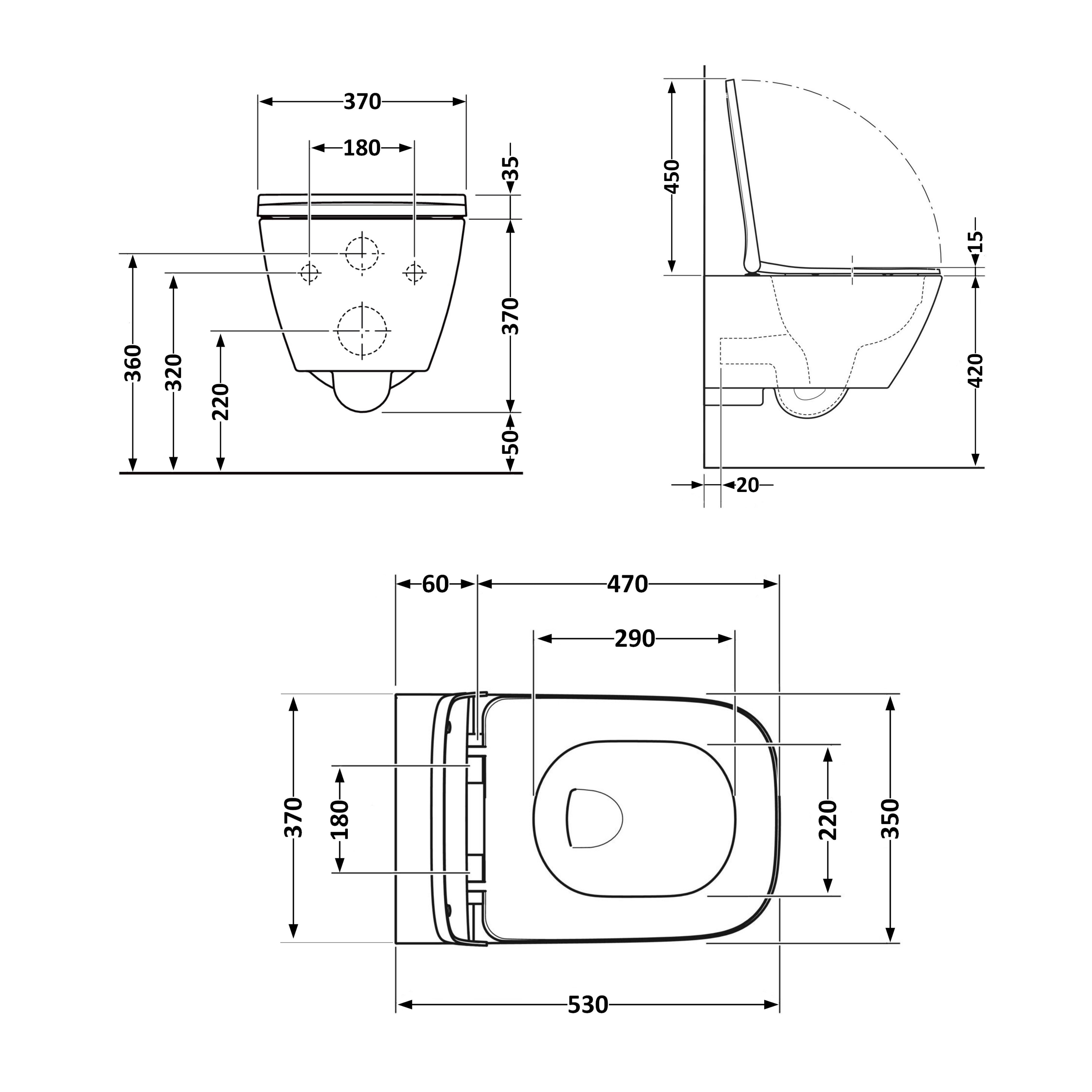 Унітаз підвісний Qtap Gemini безободковий з сидінням Soft-close QT2533076EUQW 1