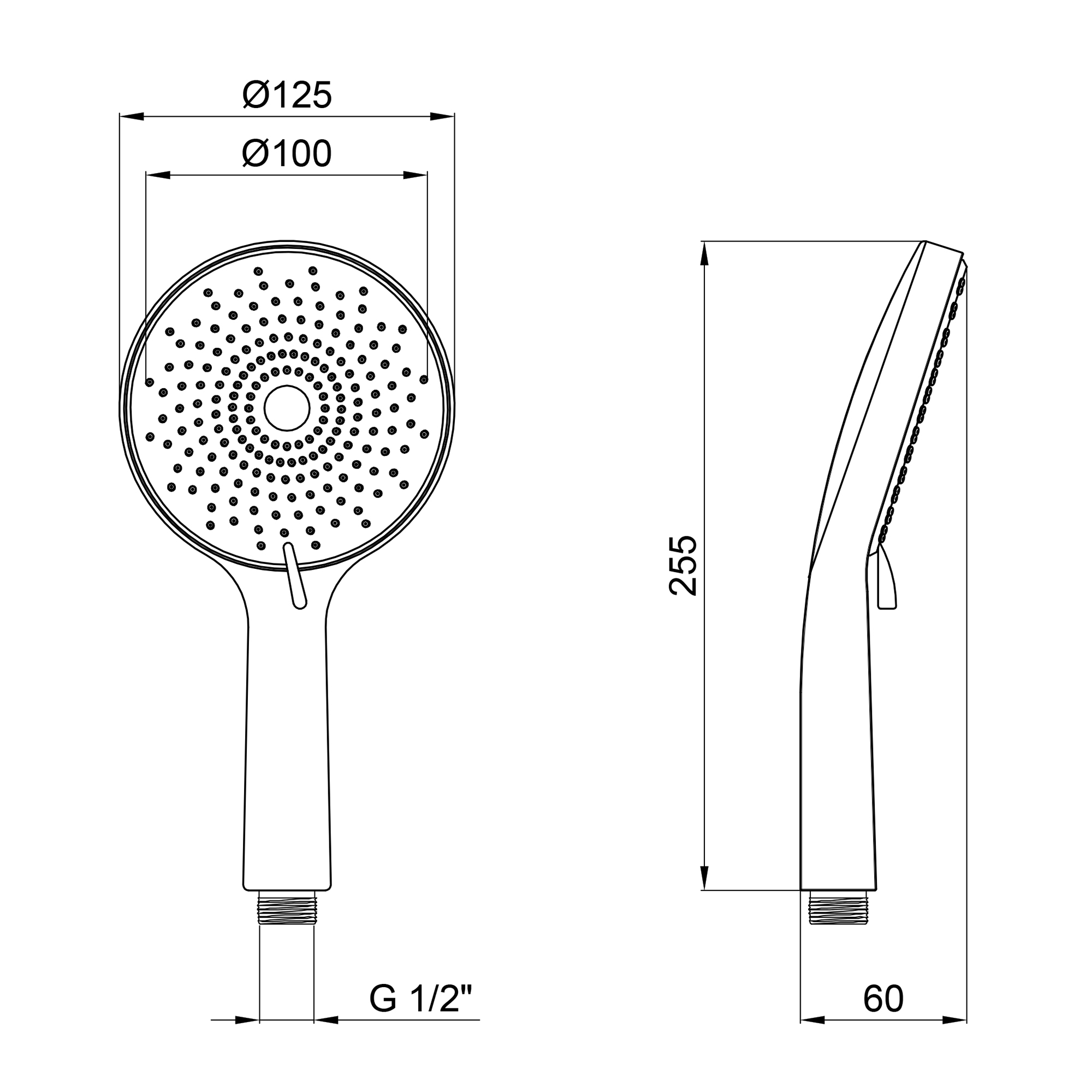 Лійка для ручного душу Qtap Rucni 120 мм округла QTRUC125BLM45776 Black Matt 1