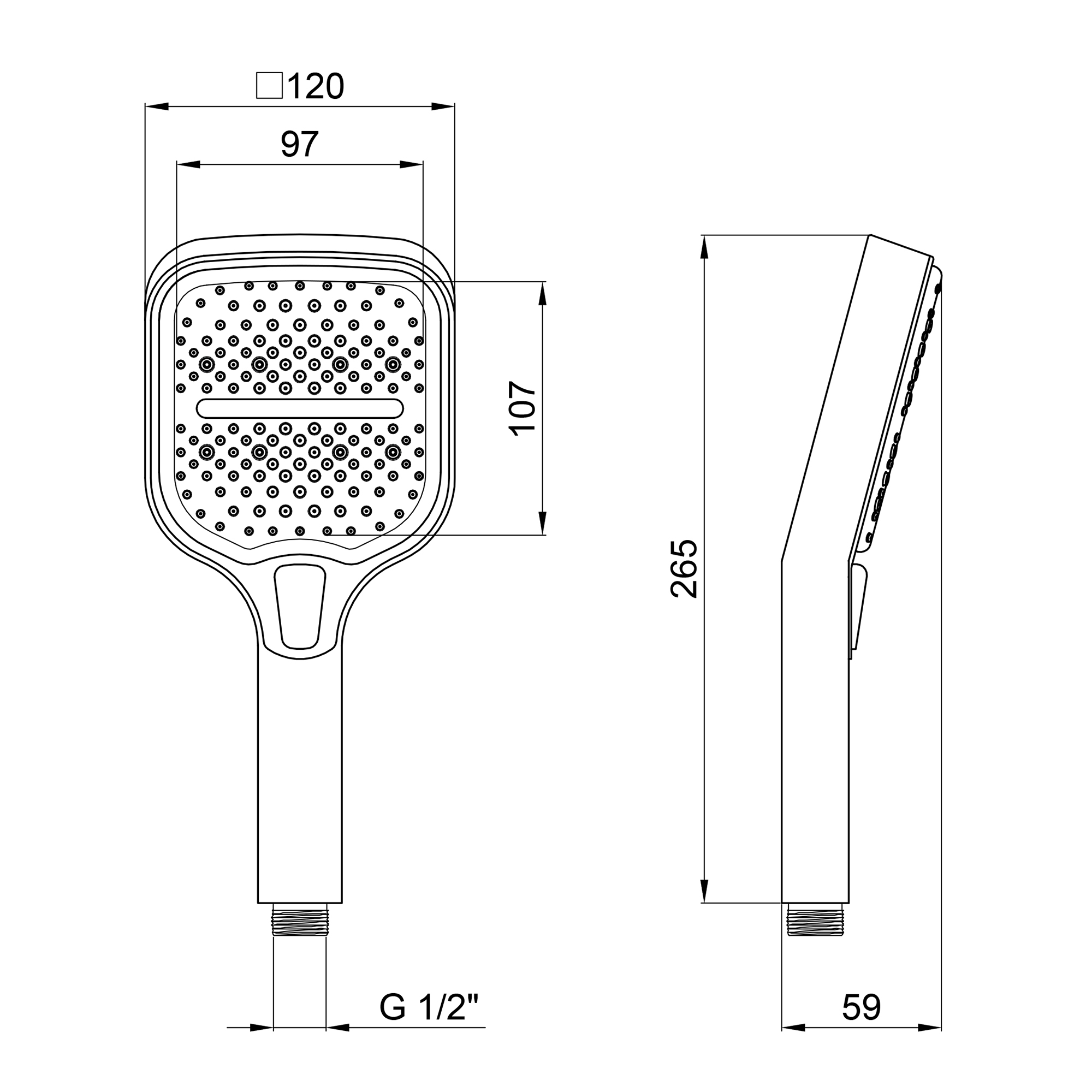 Лійка для ручного душу Qtap Rucni 260x120 мм округла QTRUC125BLM45782 Black Matt 1