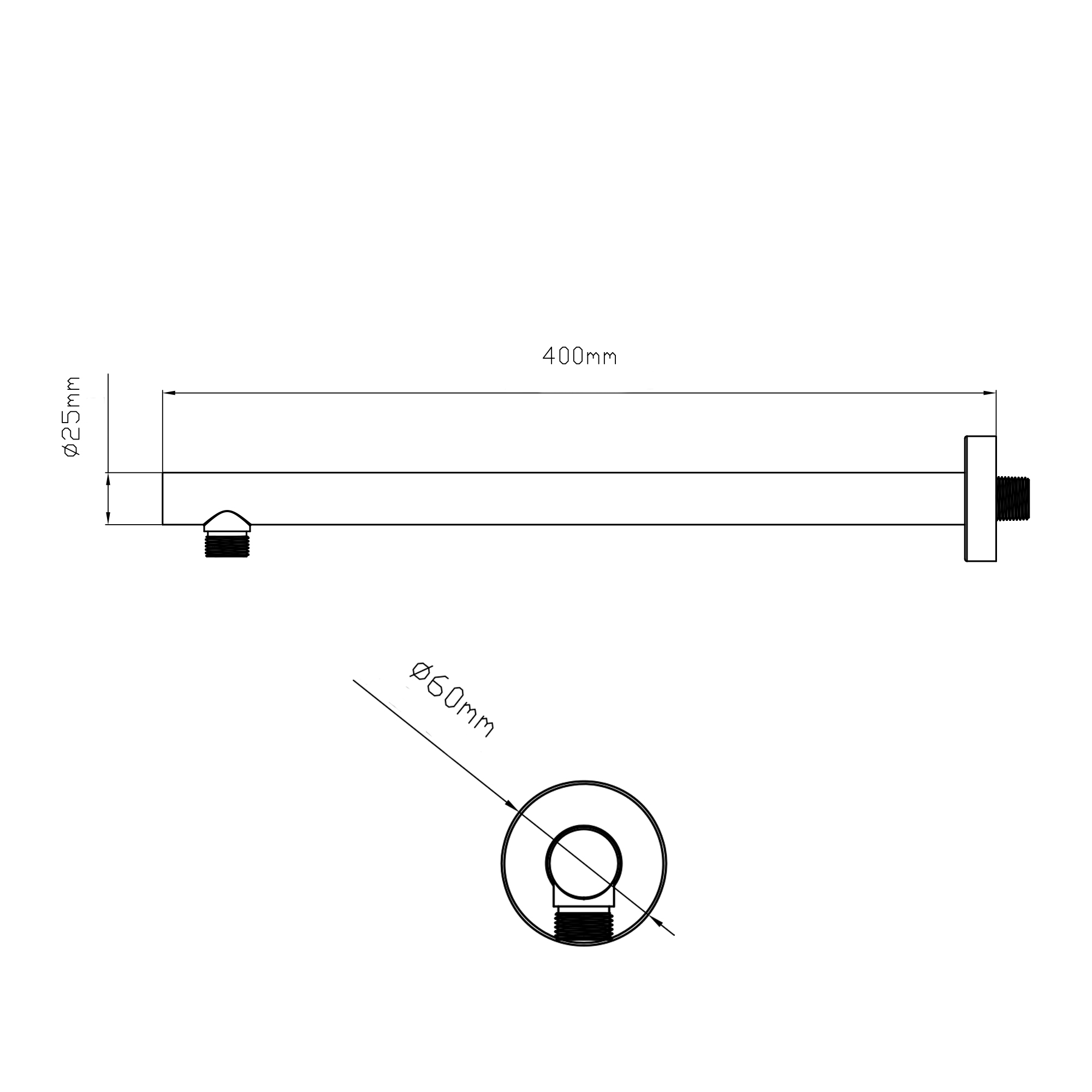 Кронштейн для верхнього душу Qtap Trubice 400 мм округлий QTTRU120BLM45927 Black Matt 1