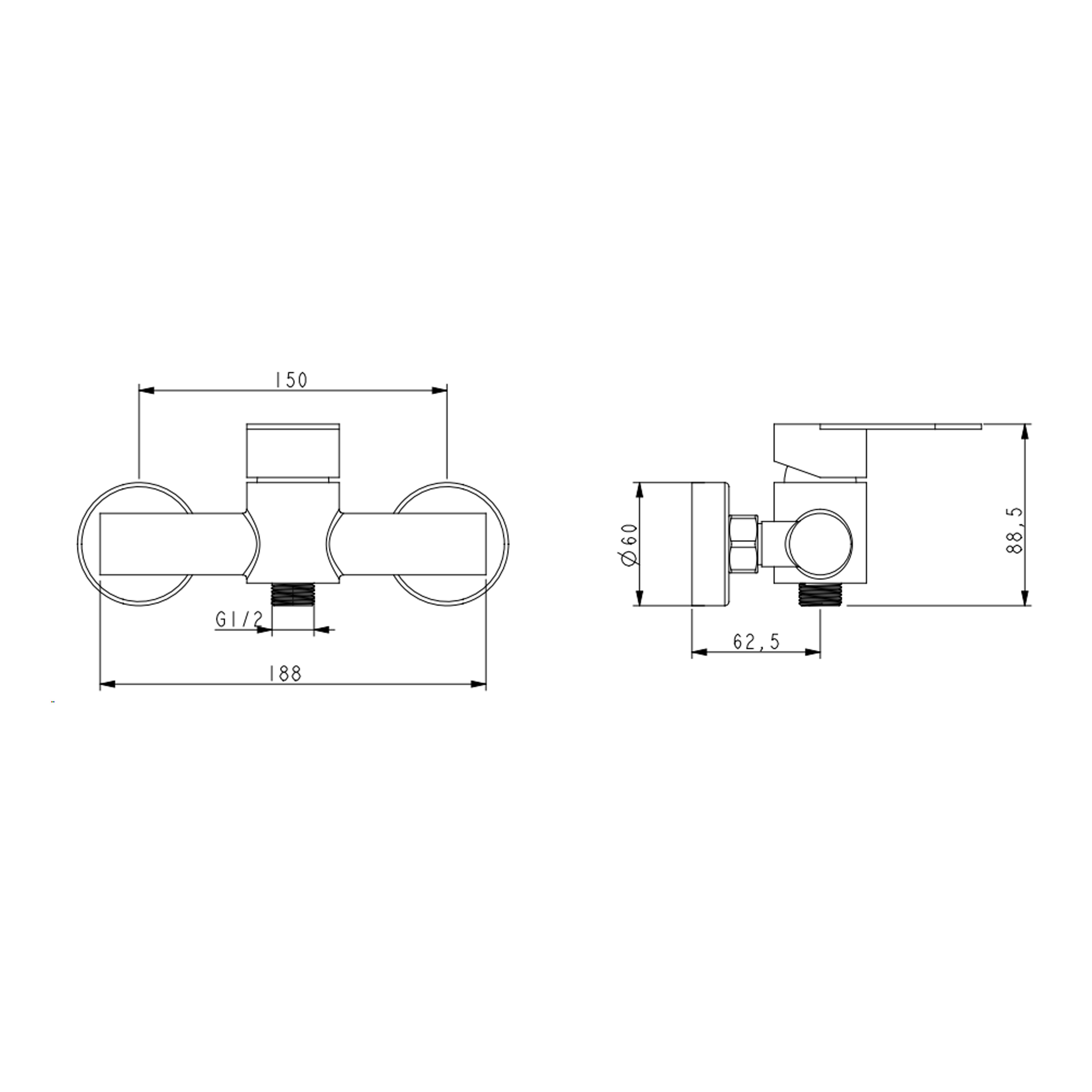 Змішувач для душу Lidz Luna 010 (з душовим гарнітуром) (k35) LDLUN010NKS46095 Nickel 1