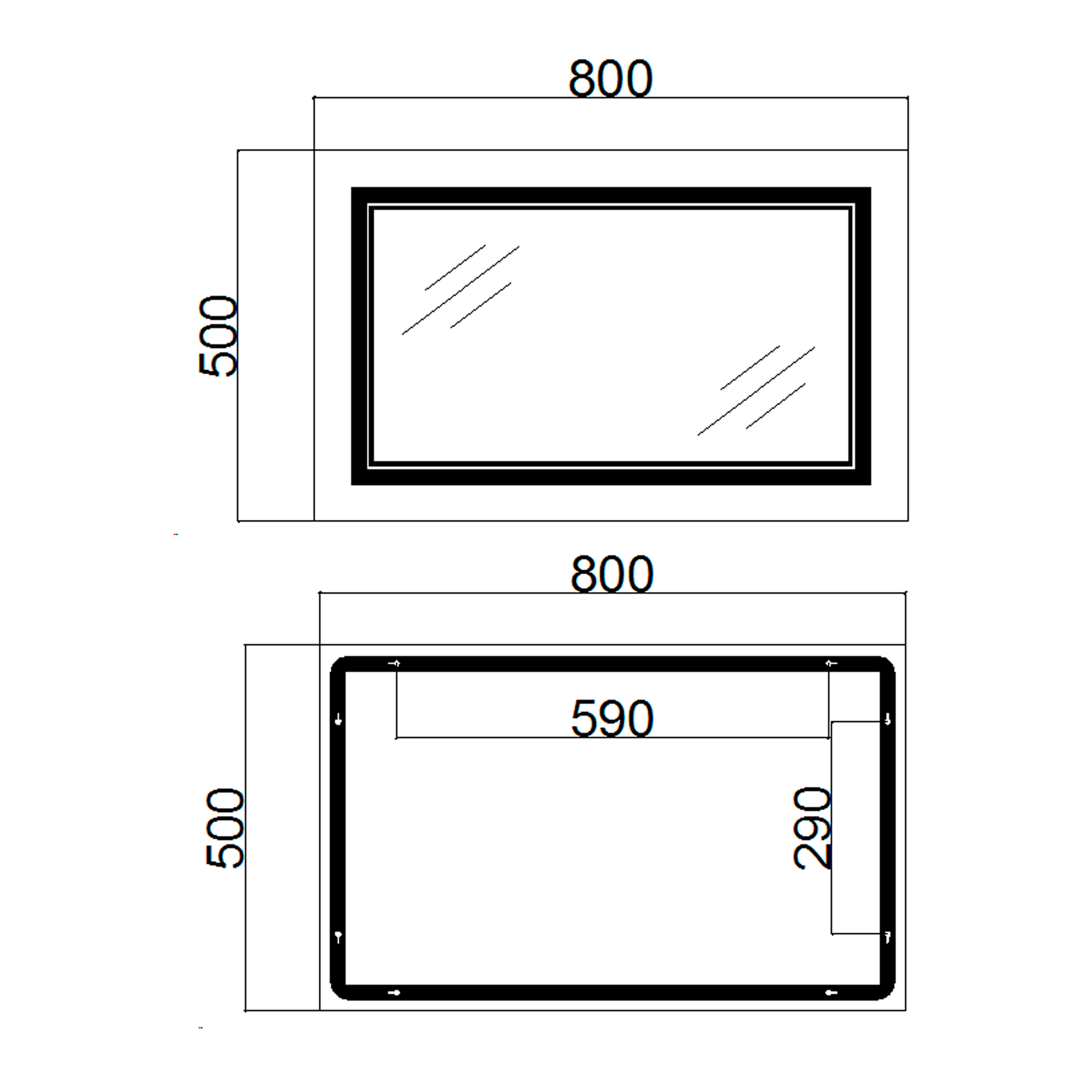 Дзеркало Qtap Cardinal 500х800 з LED-підсвічуванням Touch, з антизапотіванням, з димером, рег. темп. кольору (3000-6500K) Reverse QT0478C5080 1