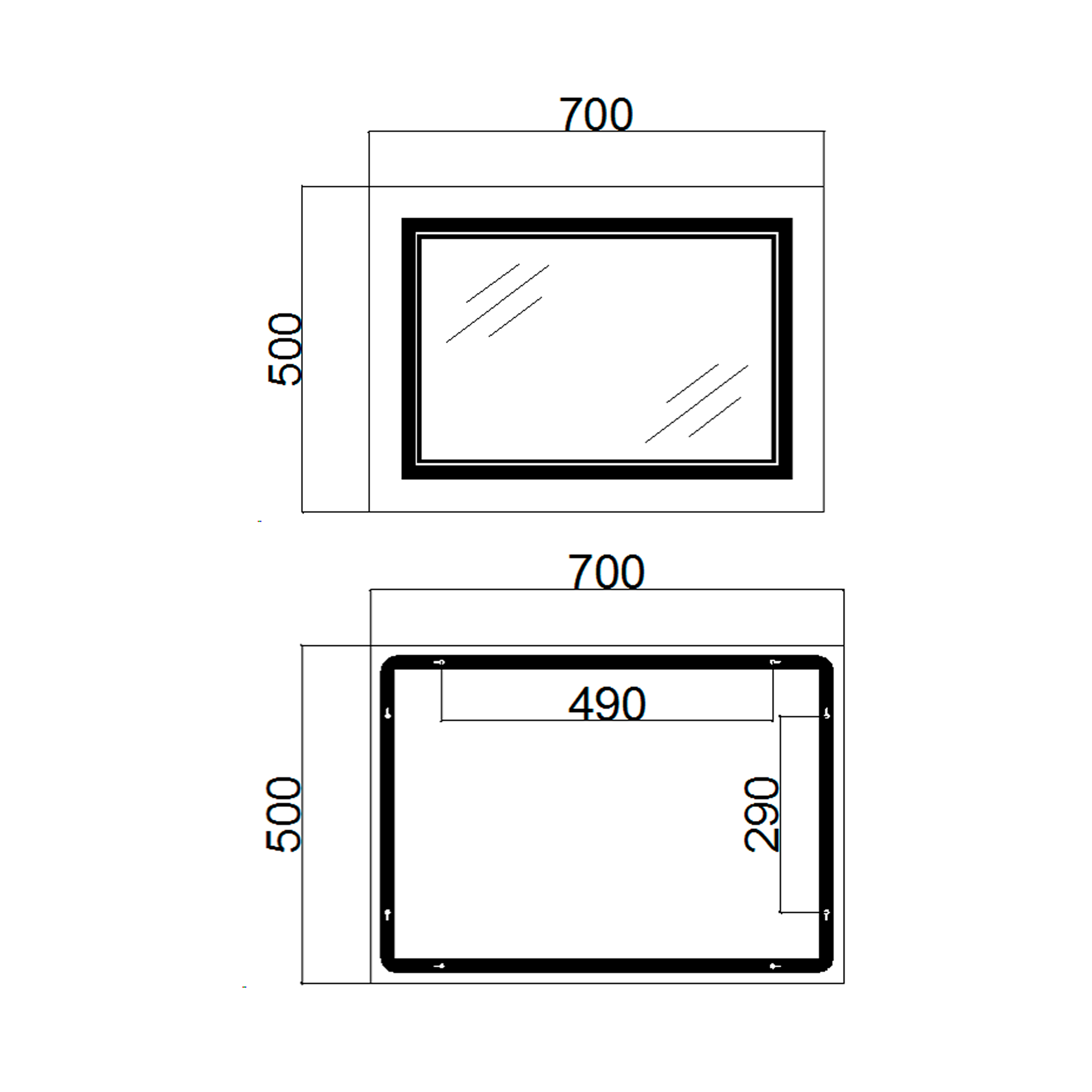 Дзеркало Qtap Cardinal 500х700 з LED-підсвічуванням Touch, з антизапотіванням, з димером, рег. темп. кольору (3000-6500K) Reverse QT0478C5070 1