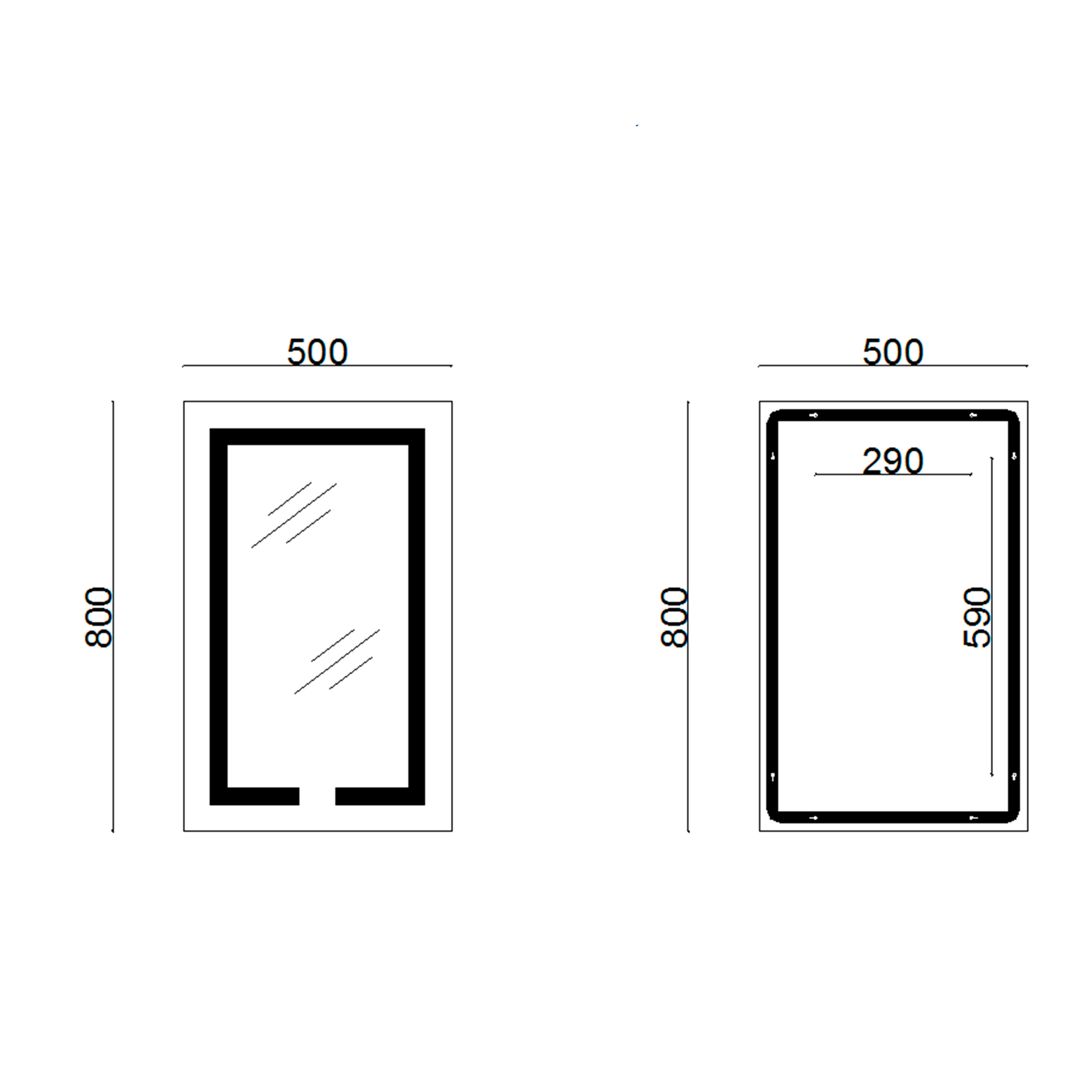 Дзеркало Lidz Kubis 800х500 з LED-підсвічуванням Touch, з антизапотіванням, з димером, рег. яскравості LD78LF9365080 1