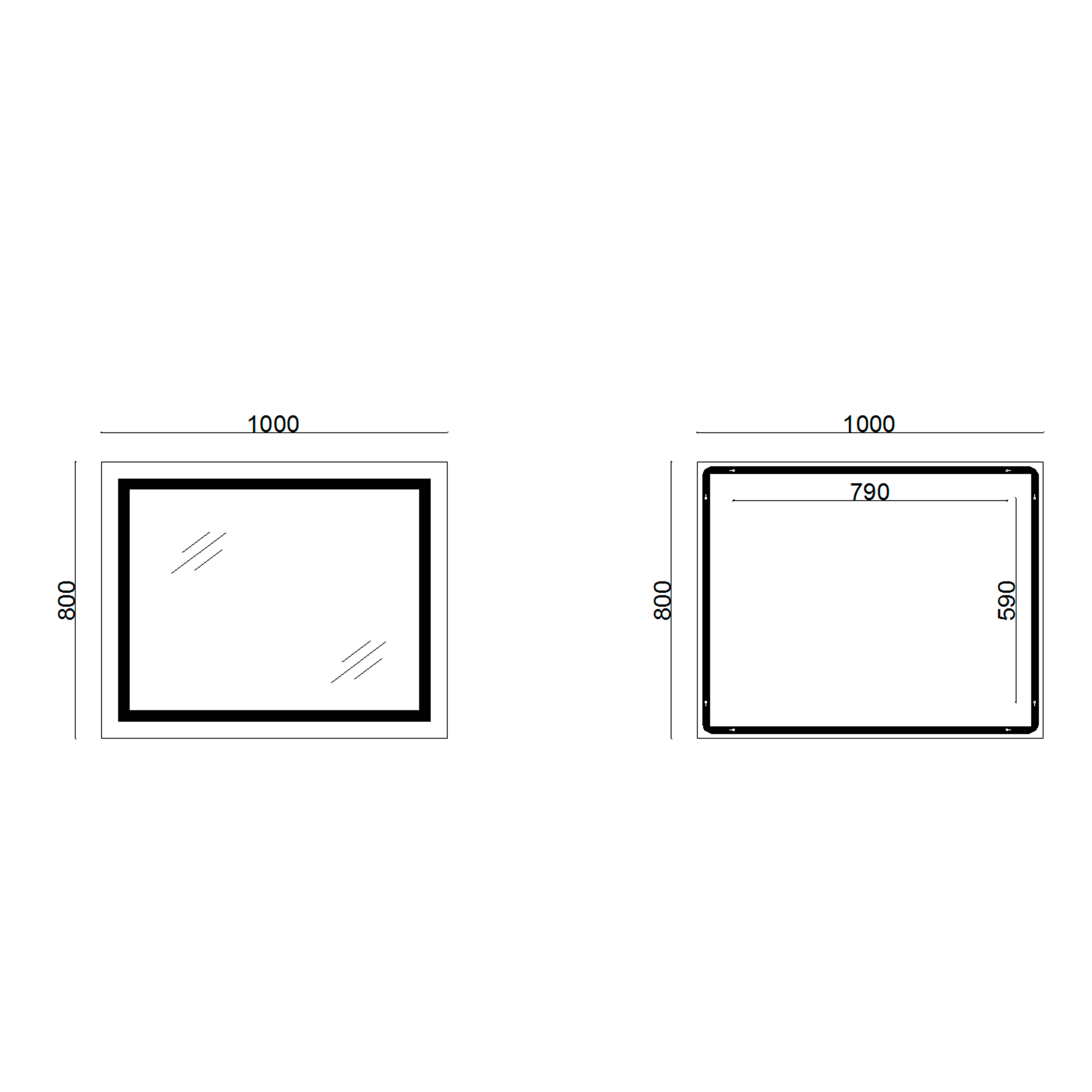 Дзеркало Lidz Kubis 1000х800 з LED-підсвічуванням Touch, з антизапотіванням, з димером, рег. яскравості LD78LF61410080 1