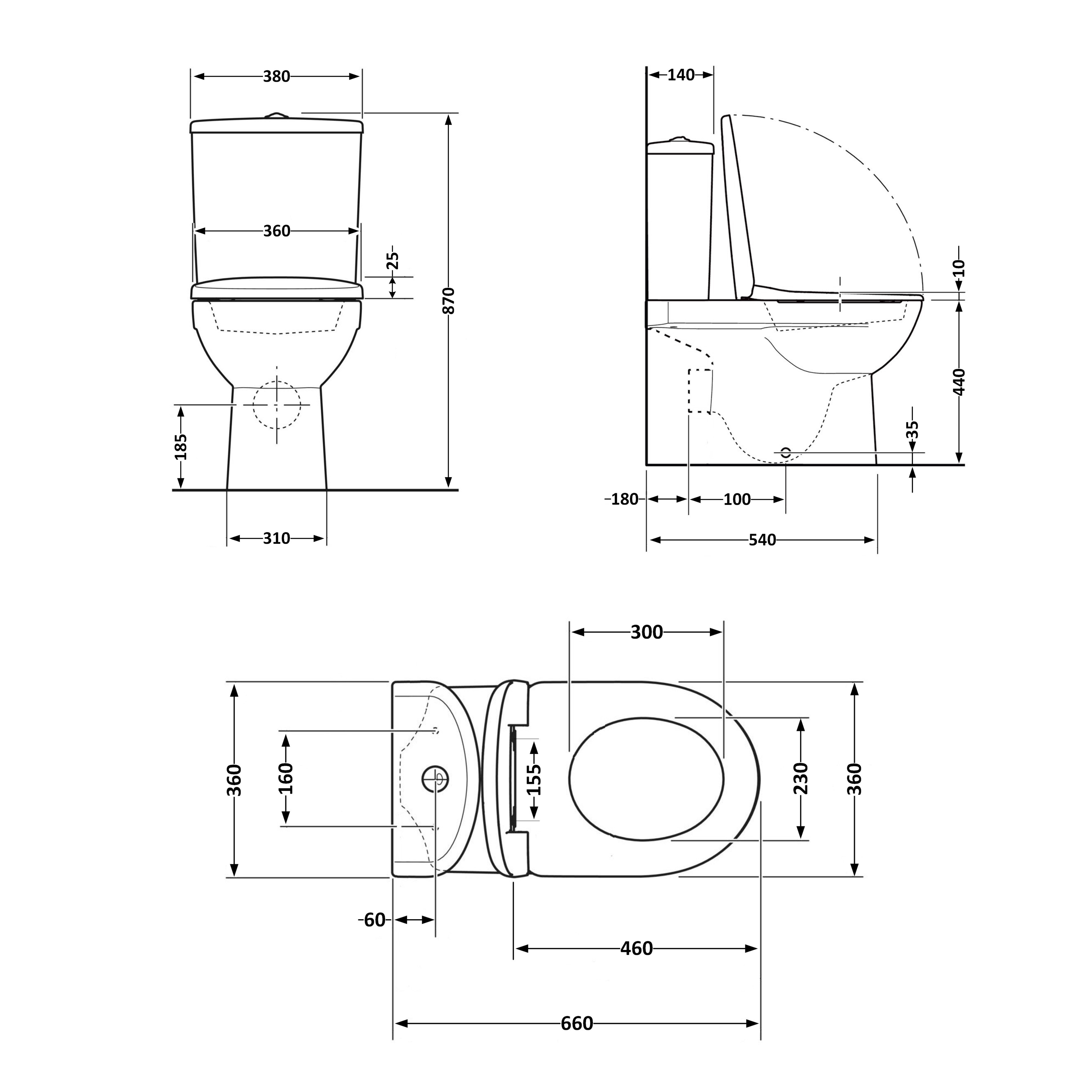 Унітаз підлоговий Qtap Robin Ultra Quiet безобідковий з сидінням Soft-close MATT BLACK QT13226083AMB 1