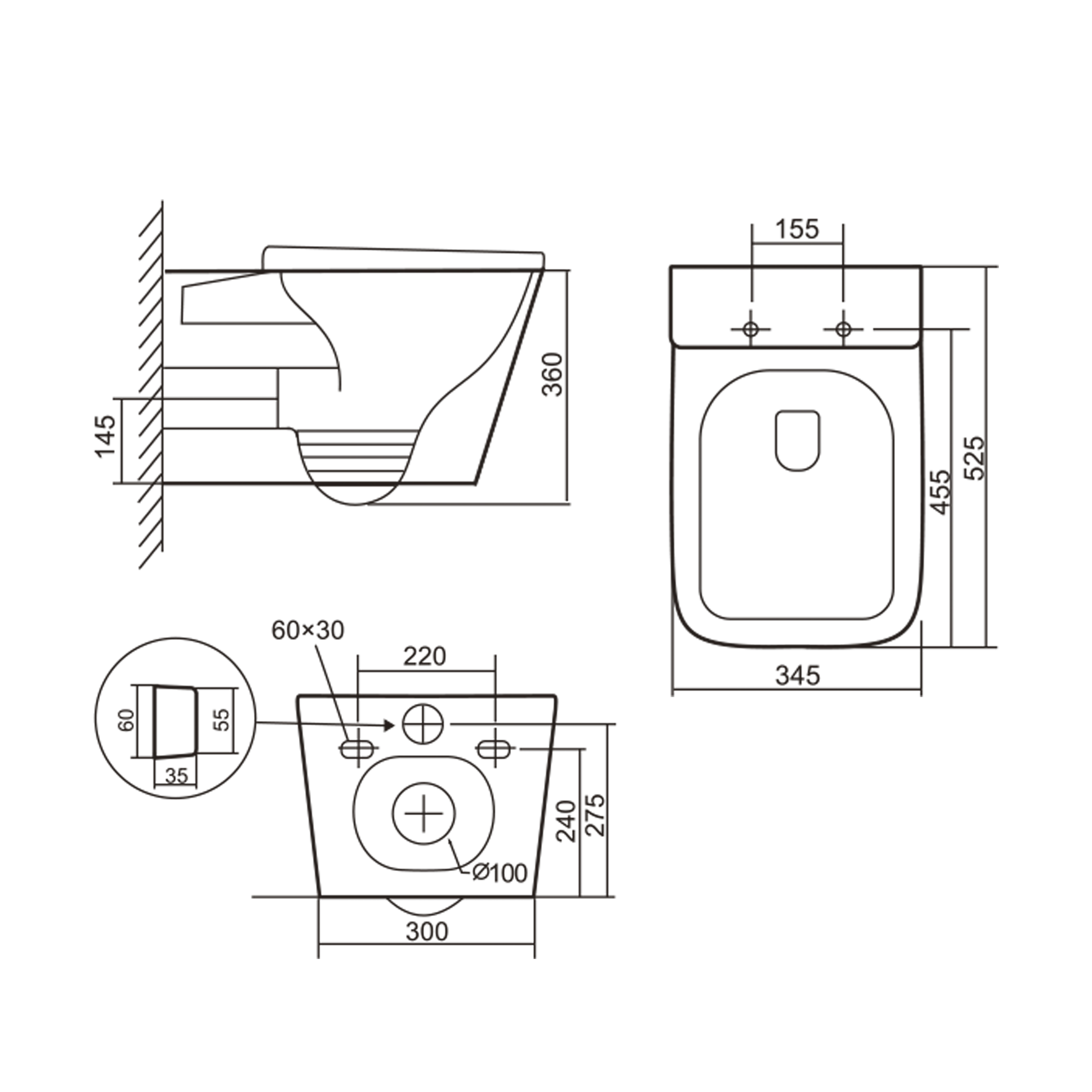 Унітаз підвісний Qtap Tern Ultra Quiet безобідковий з сидінням Soft-close WHITE QT17332303AW 1