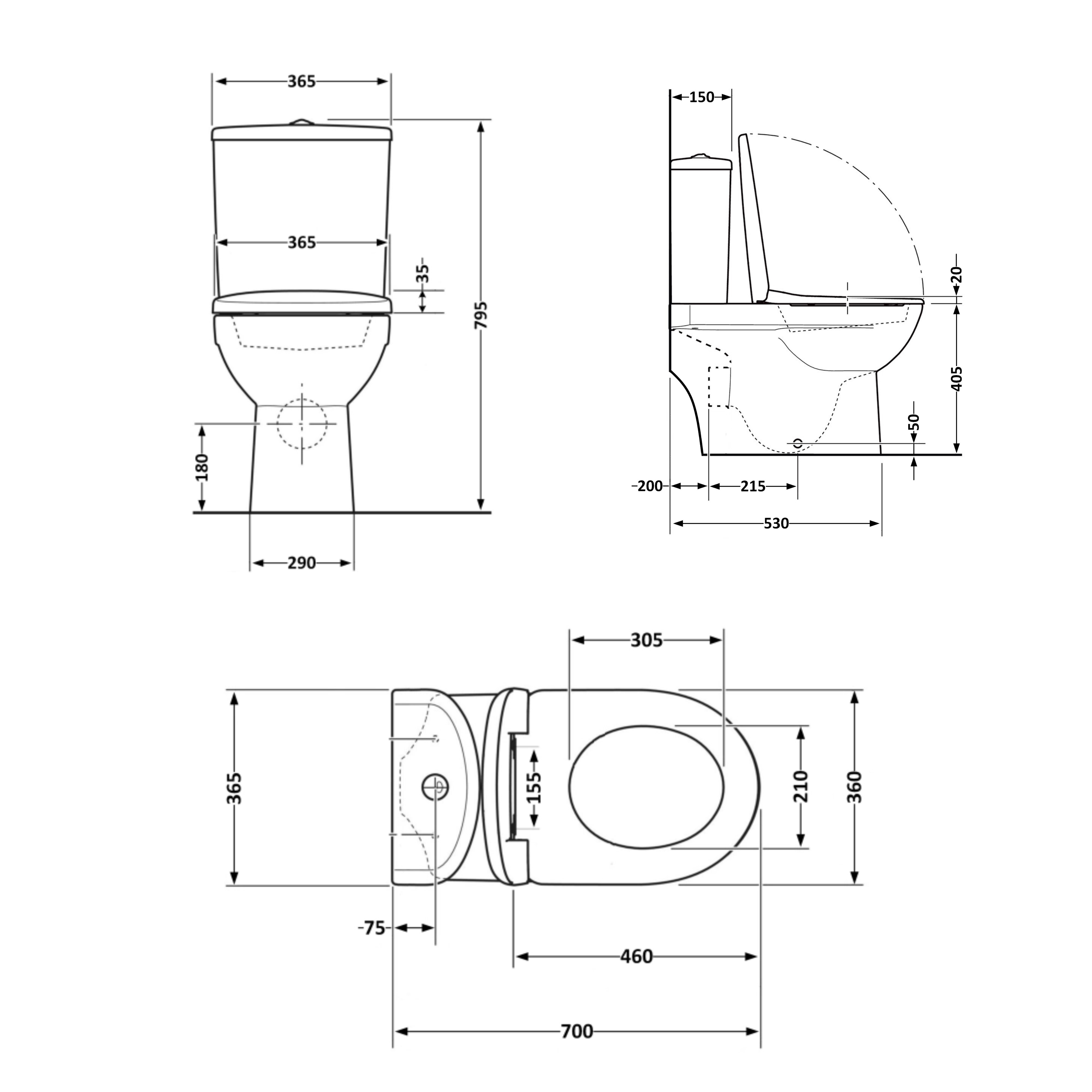 Унітаз-моноблок підлоговий Qtap Kolibri Ultra Quiet безобідковий з сидінням Soft-close WHITE QT10226380W 1