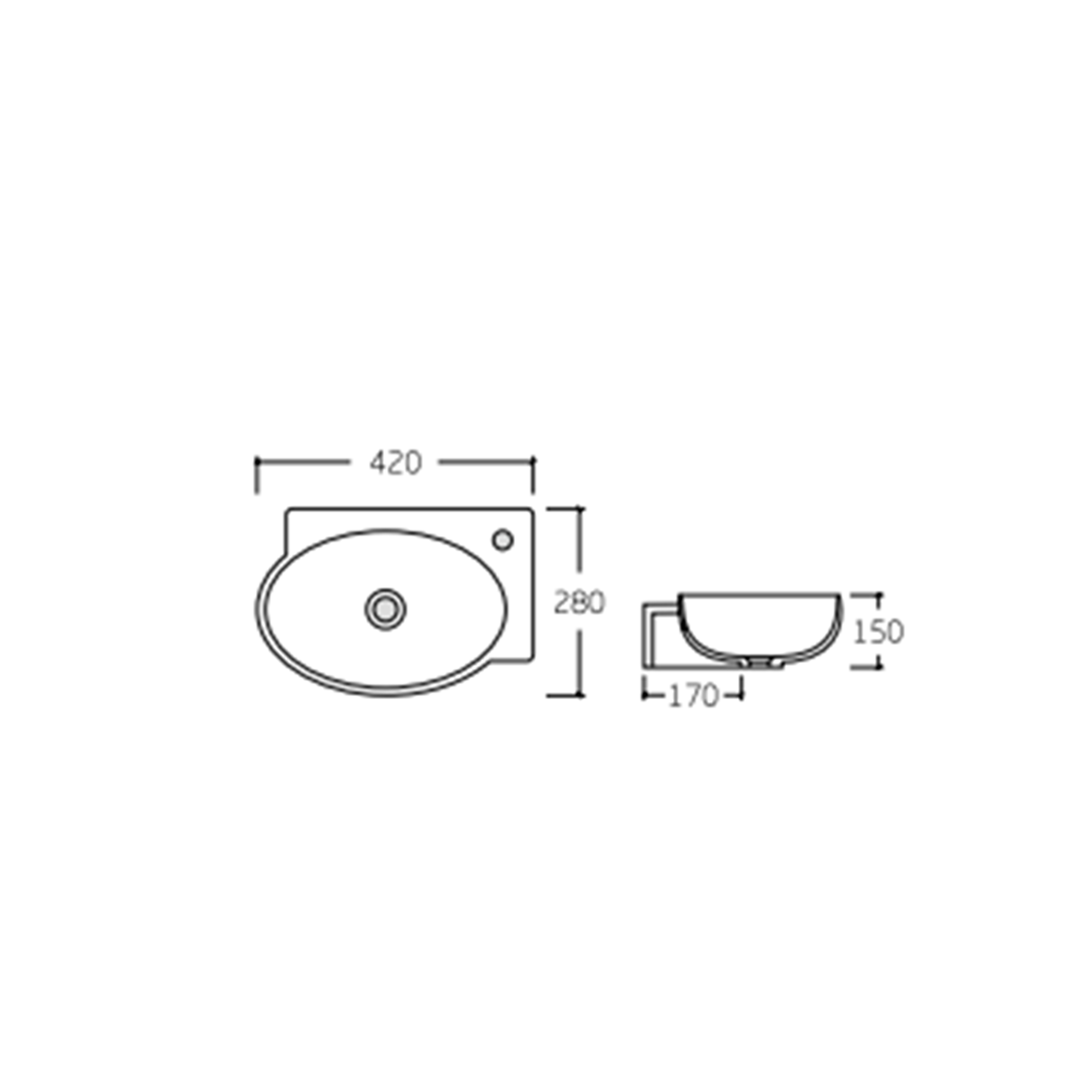 Раковина Qtap Leo 420x280x150 White QT11111008LW 1