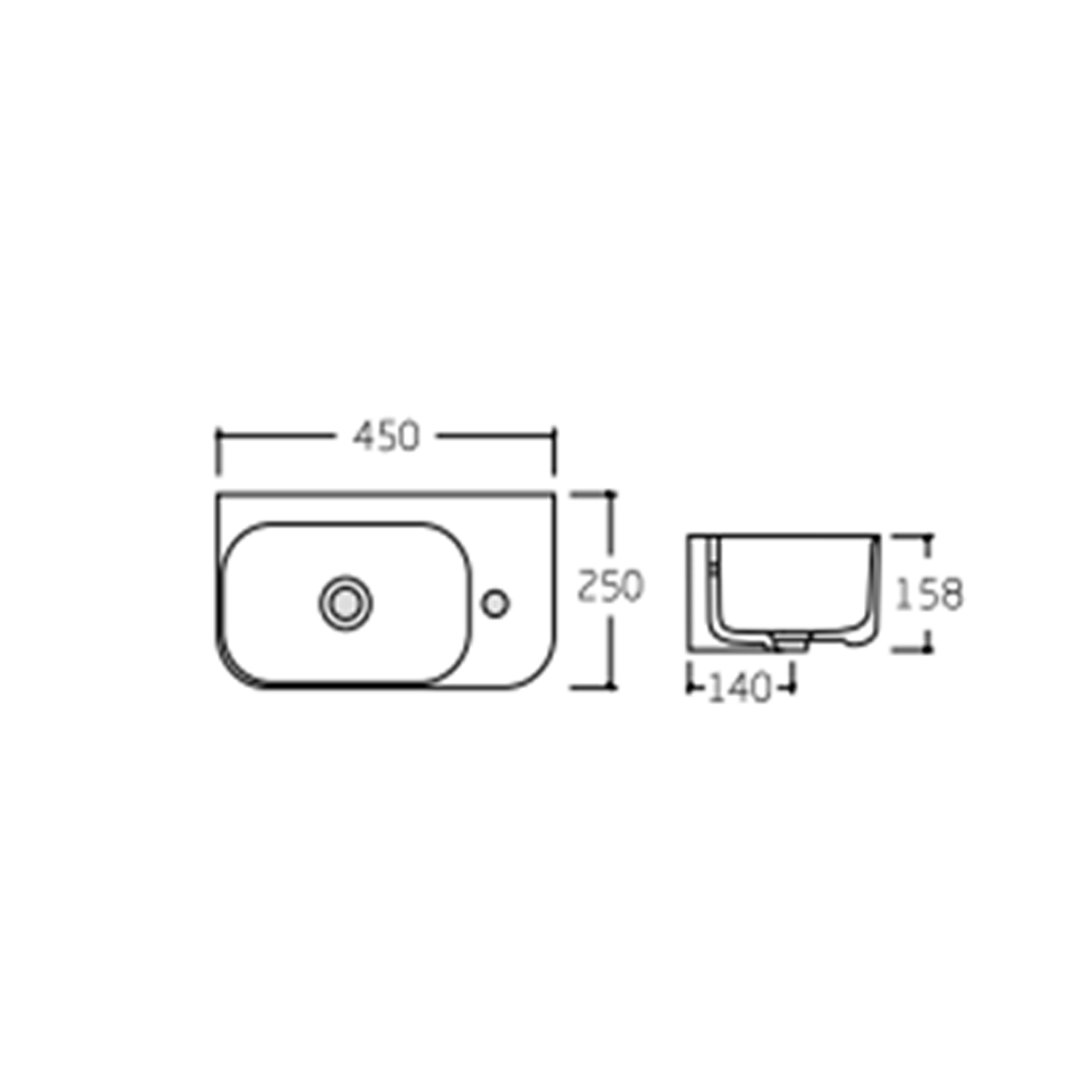 Раковина Qtap Tern 450х250х158 White QT1711H02LW 1