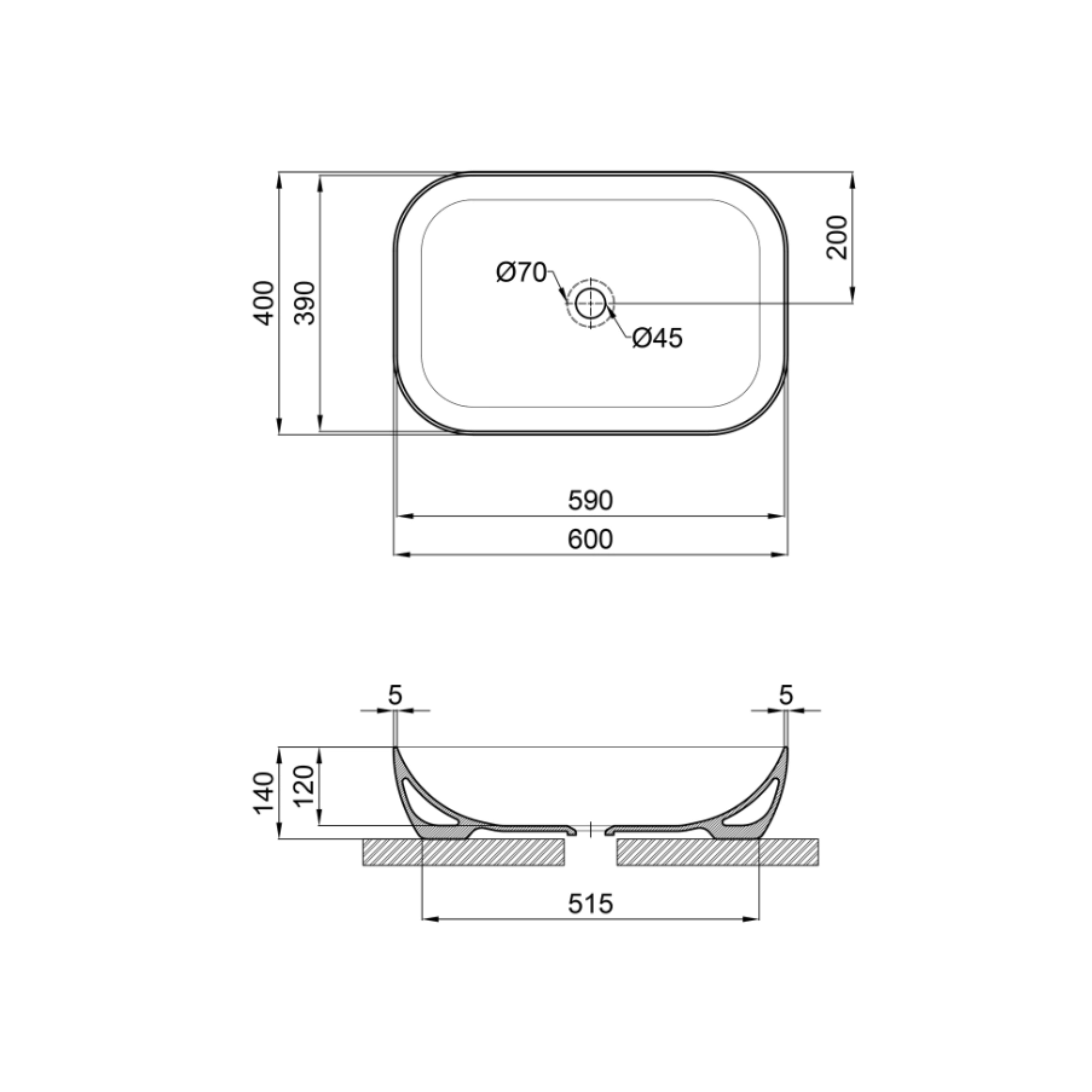 Раковина-чаша Qtap Robin 610х400х145 Matt black QT132143PMBMBN 1