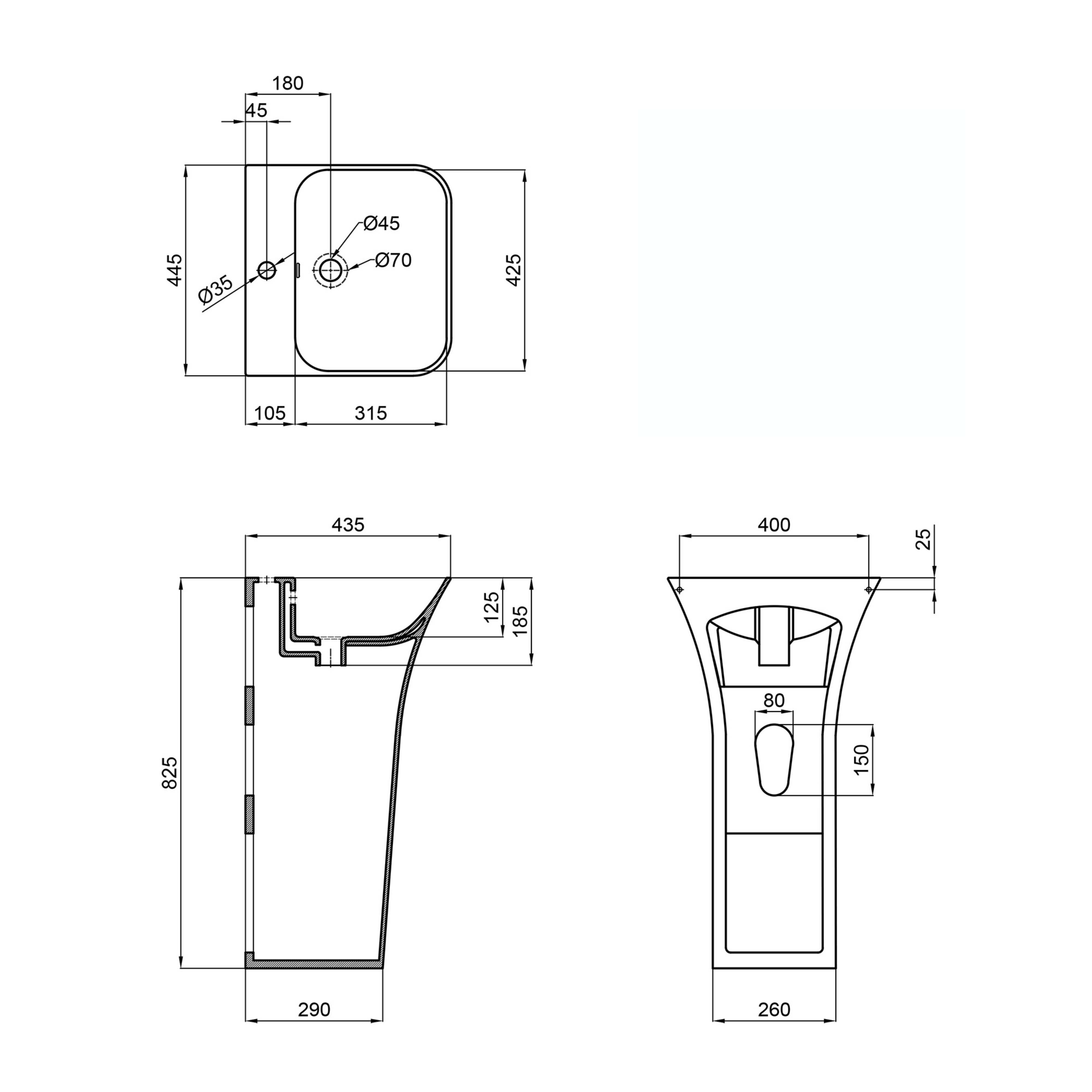 Раковина для підлоги моноблок Qtap Crow 450x435x835 White QT0511G315WN 1