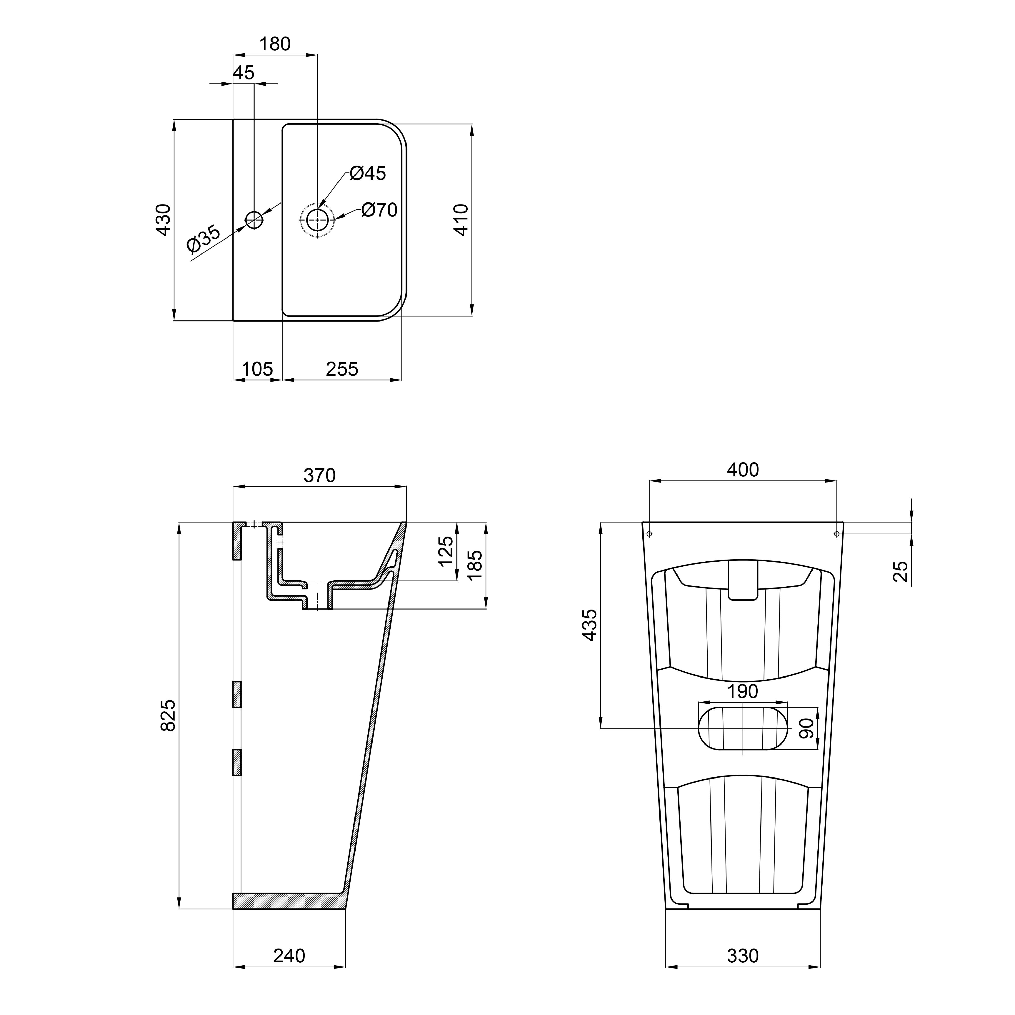 Раковина для підлоги моноблок Qtap Tern 440х380х830mm White QT1711G302WN 1