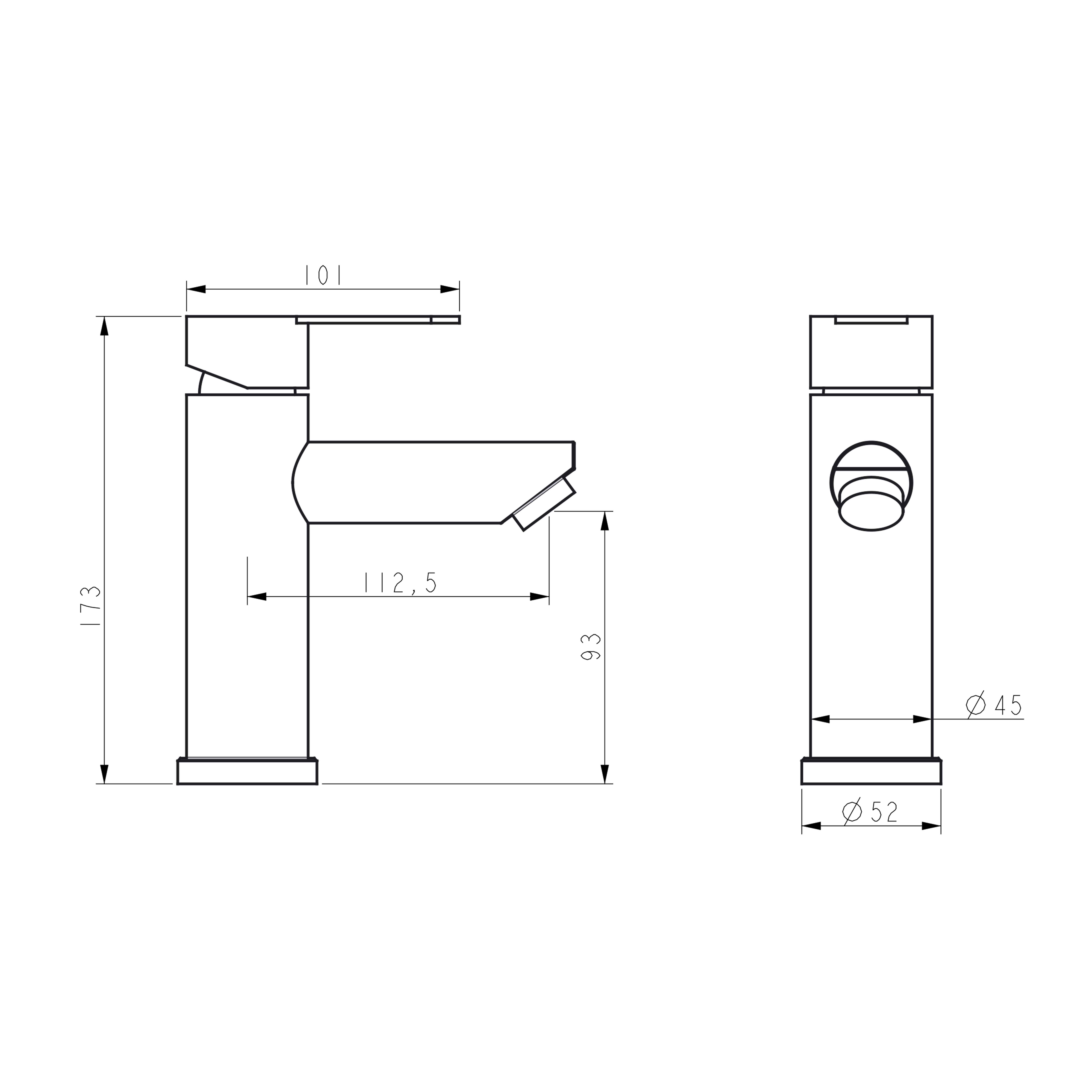 Змішувач для раковини Brinex Pure 001F низький  Graphite BRIPUR001FGRP 1