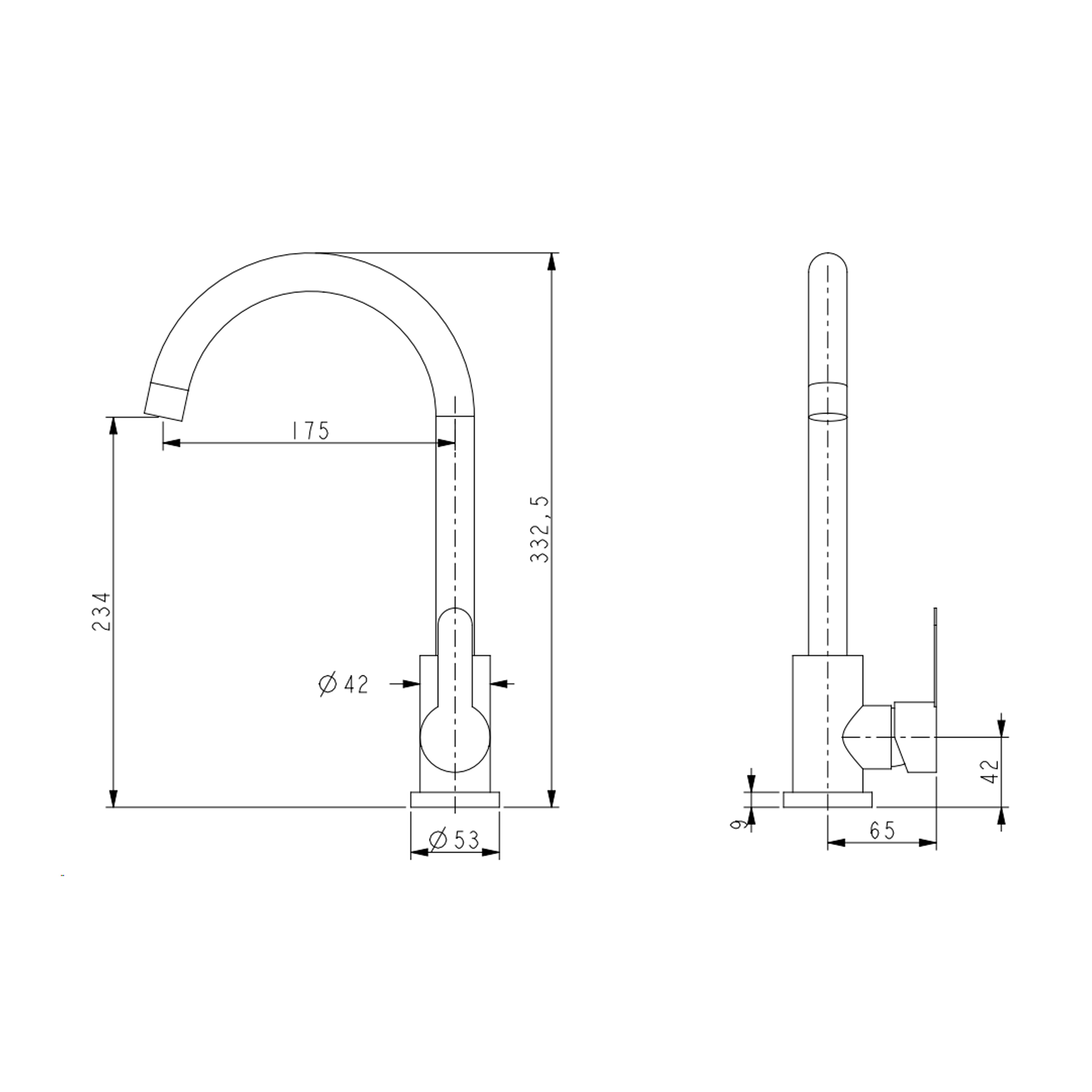 Змішувач для кухні Brinex Pure 015F U-образний  Black Matt BRIPUR015FBLM 1