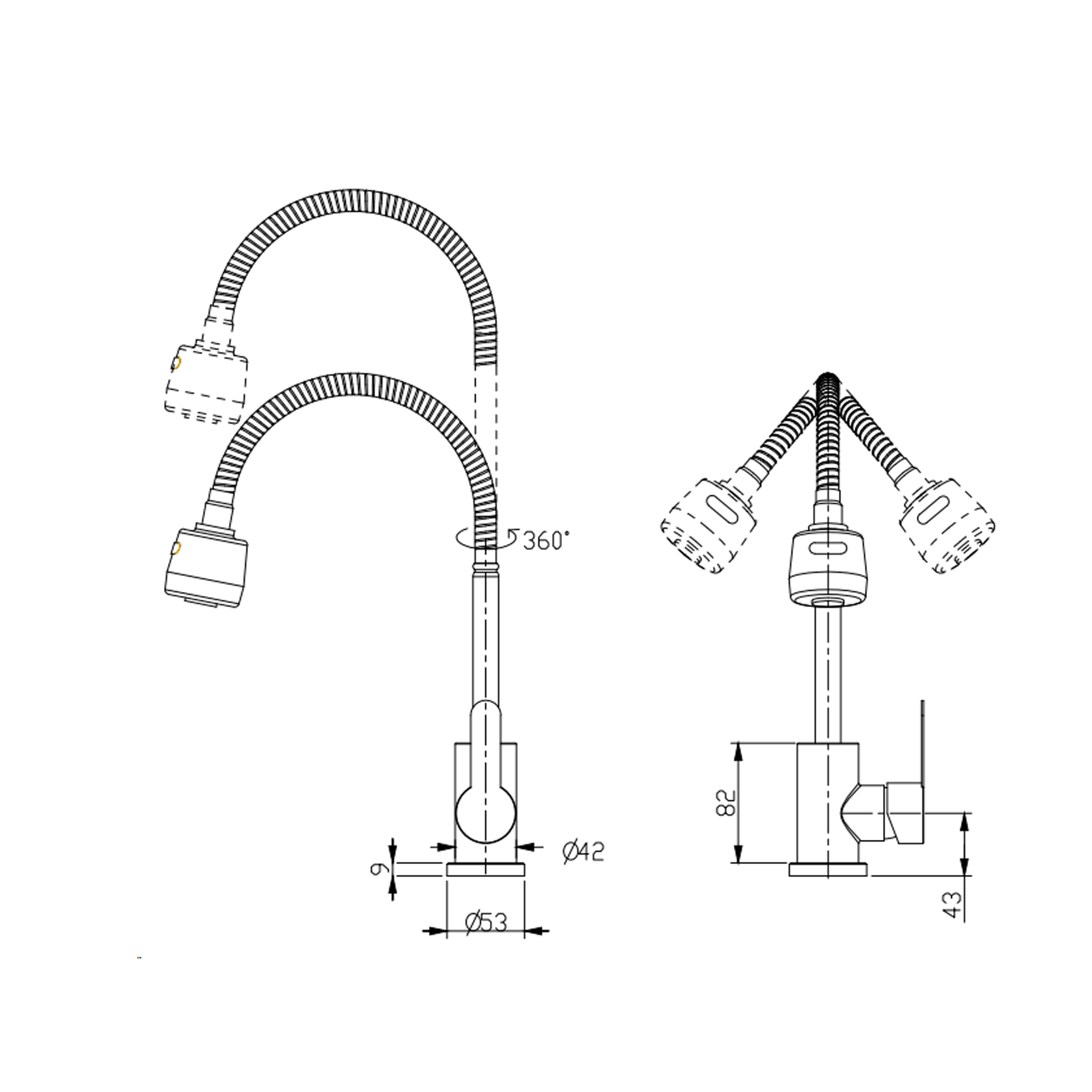 Змішувач для кухні Brinex Pure 015F41 з гнучким виливом   Nickel BRIPUR015F41NKL 1