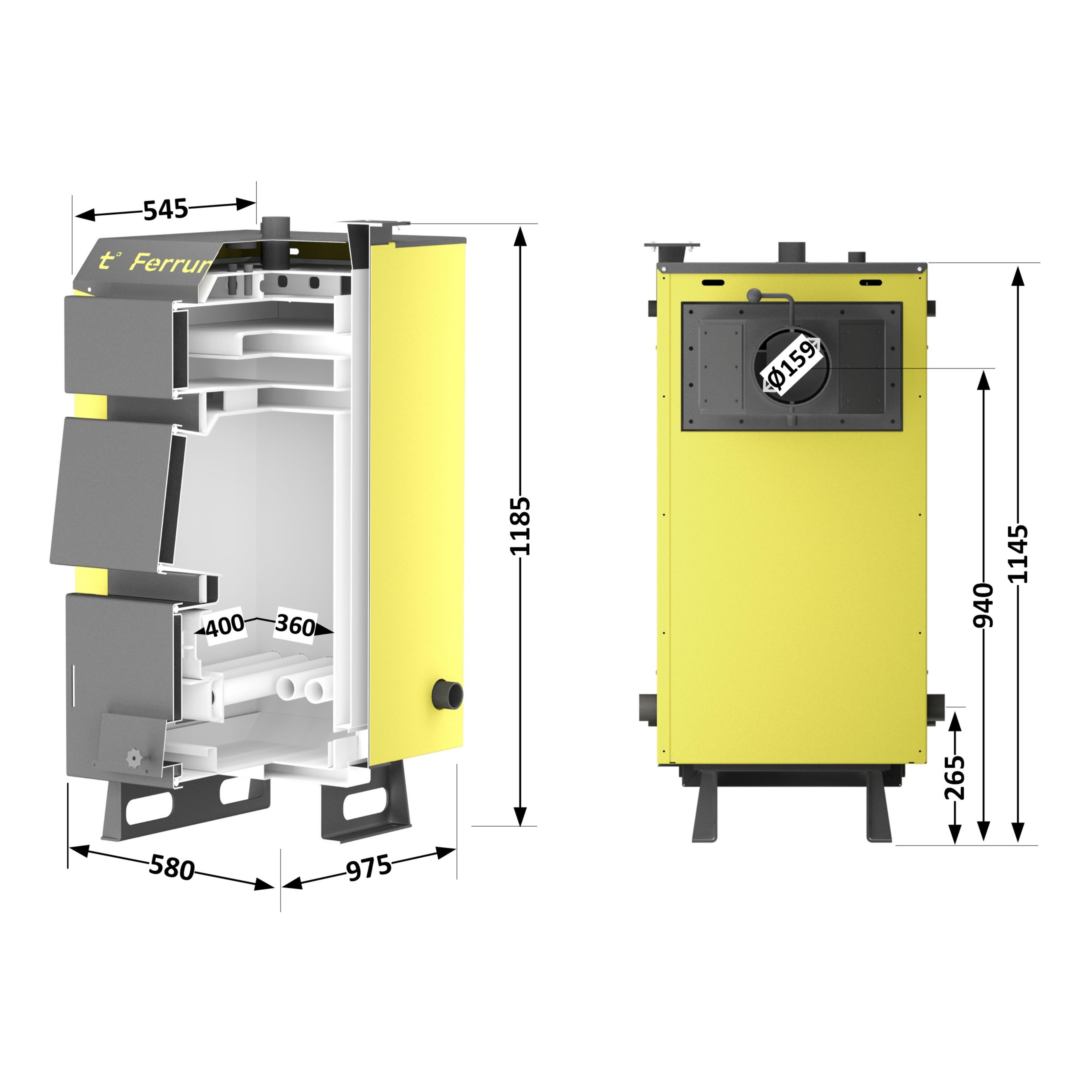 Котел твердопаливний сталевий Thermo Alliance Ferrum W V 5.0 FW 14 1