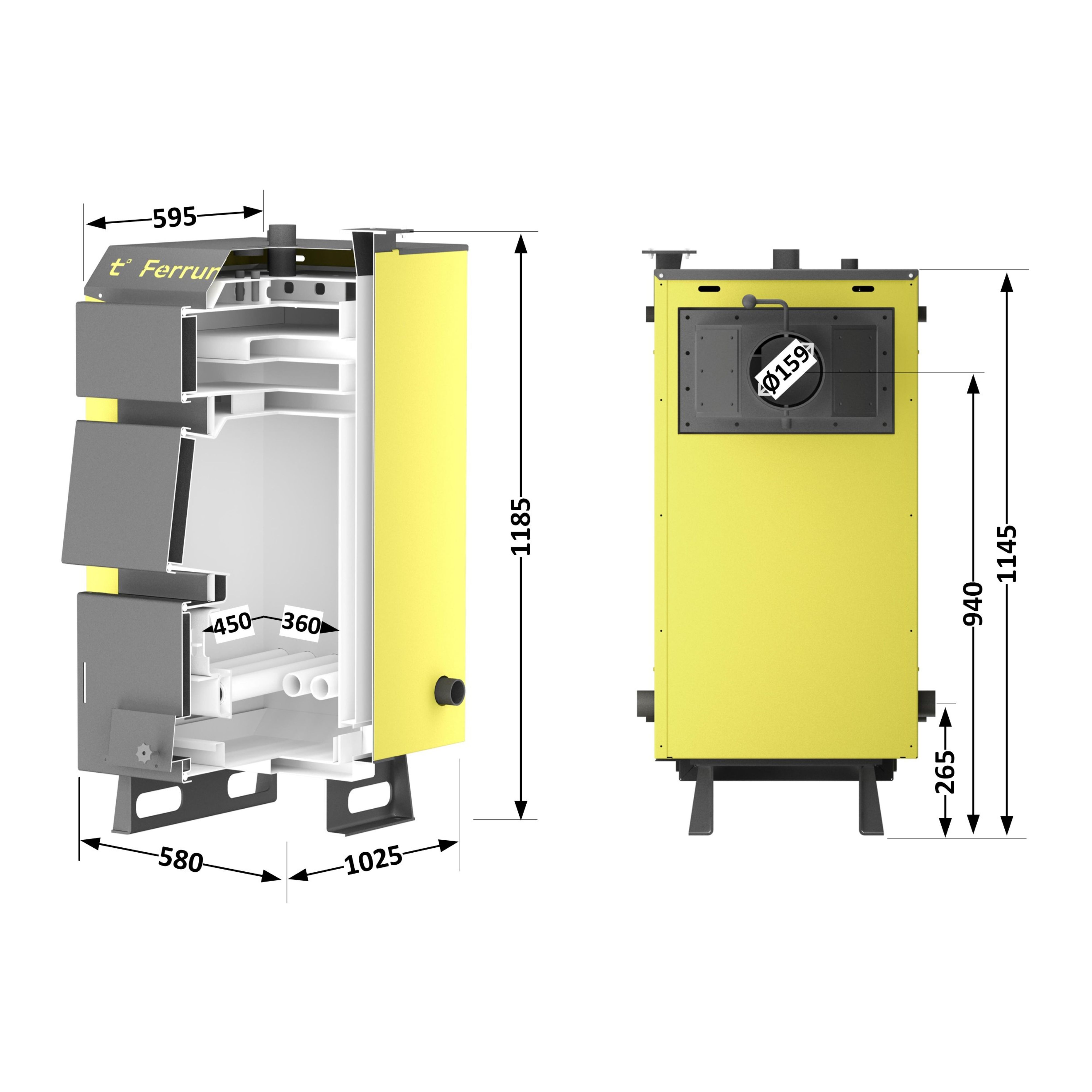 Котел твердопаливний сталевий Thermo Alliance Ferrum W V 5.0 FW 18 1