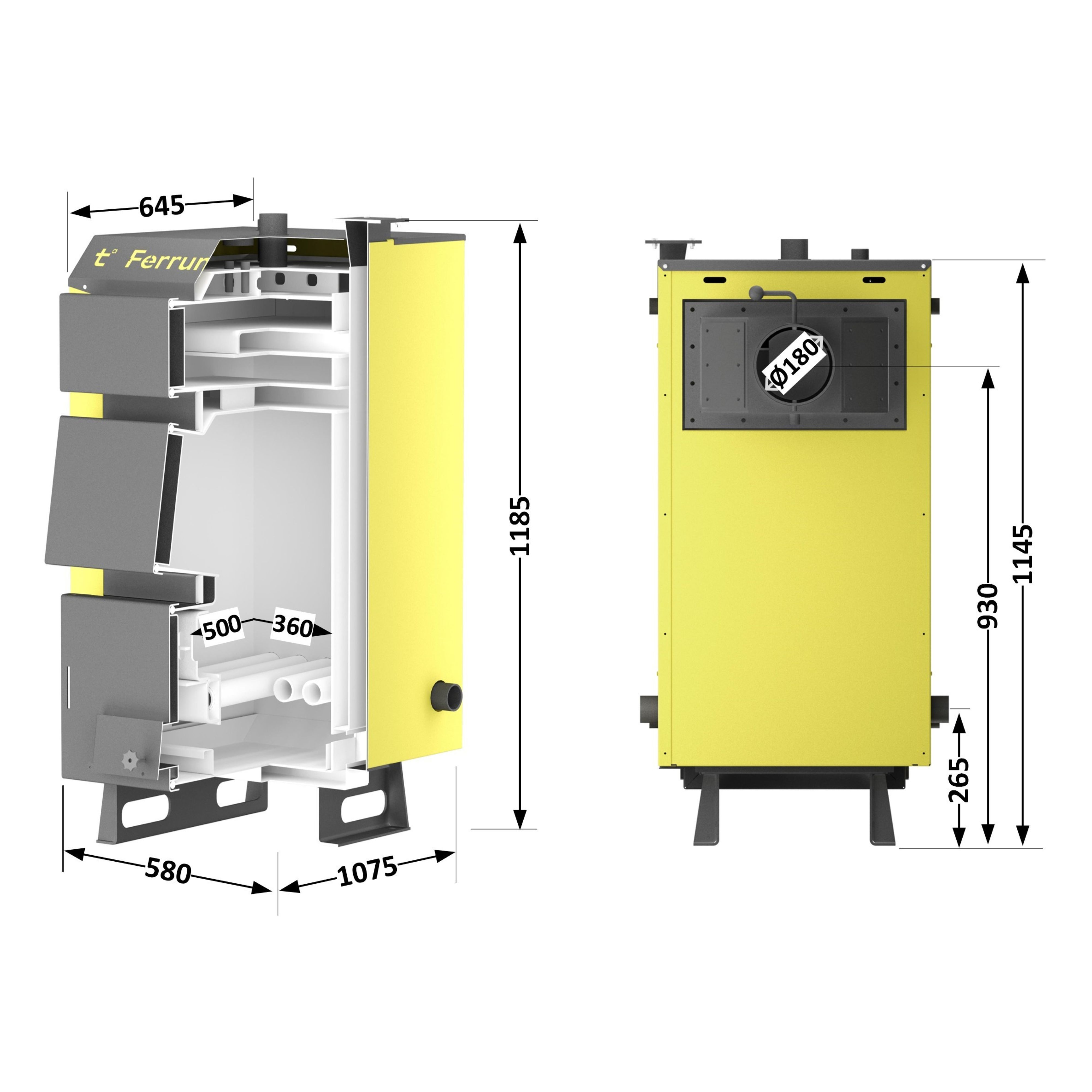 Котел твердопаливний сталевий Thermo Alliance Ferrum W V 5.0 FW 22 1