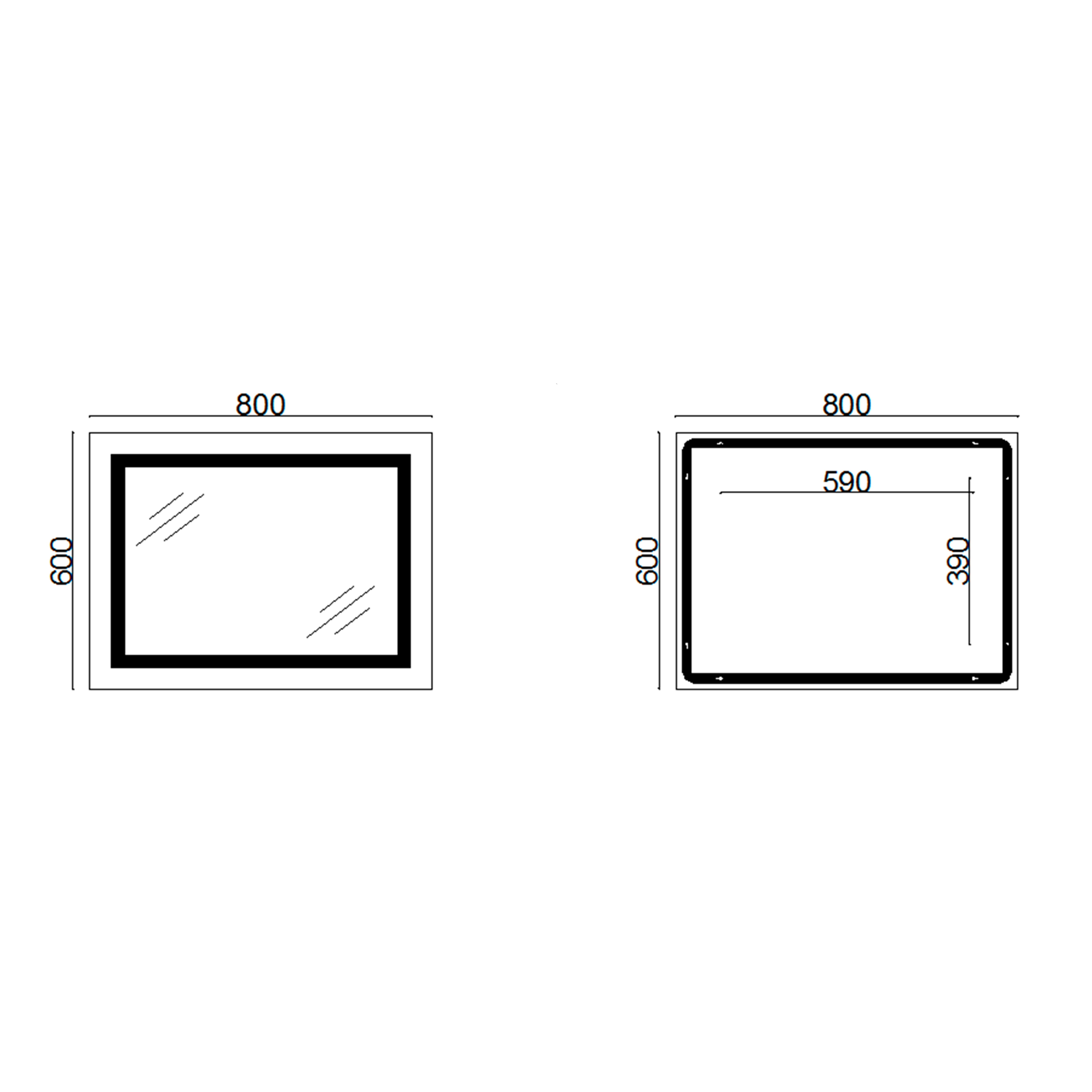 Дзеркало Lidz Kubis 800х600 з LED-підсвічуванням Touch, з антизапотіванням, з димером, рег. яскравості LD78LF9047400 1