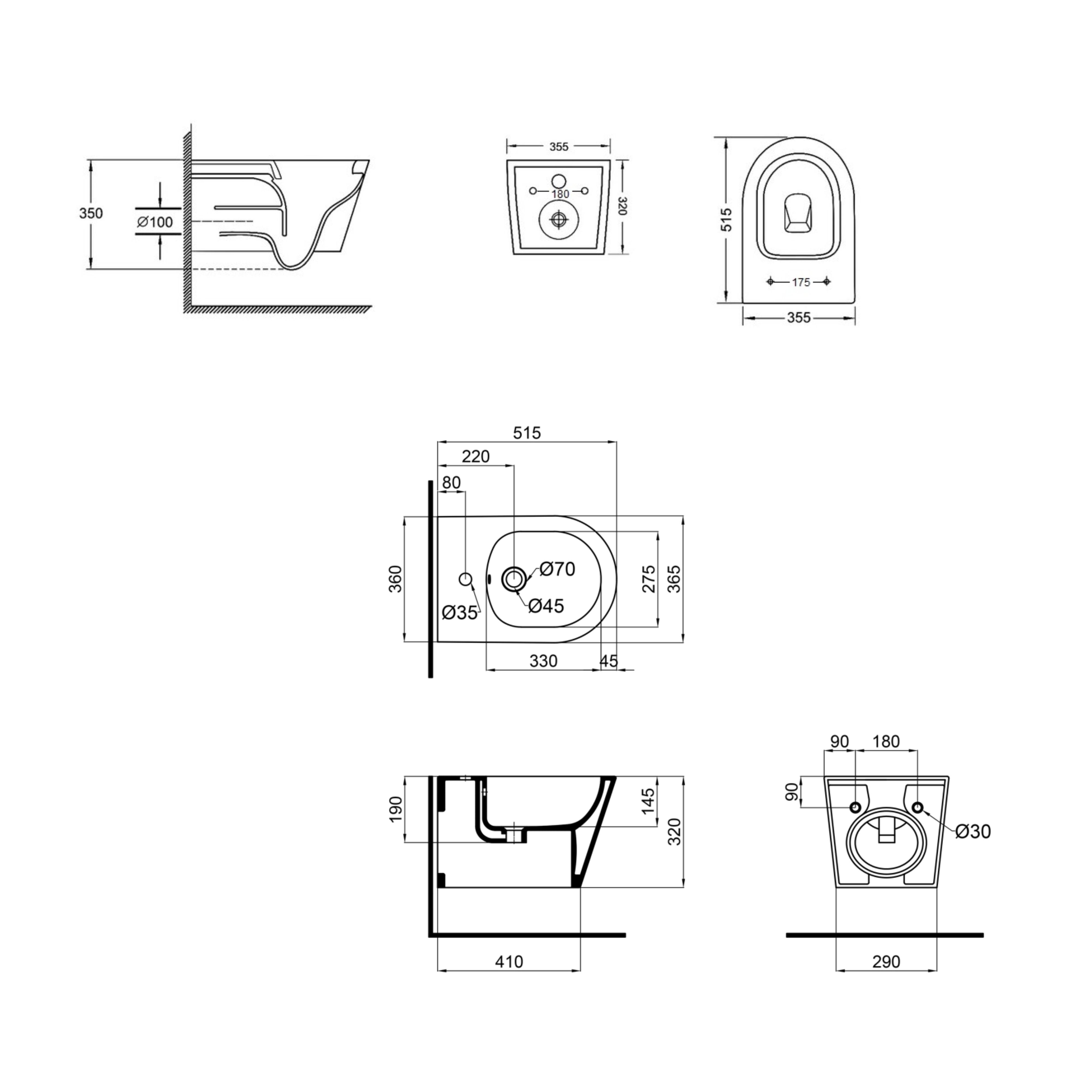 Комплект Qtap Swan 2 в 1: унітаз підвісний Rimless + біде підвісне 1