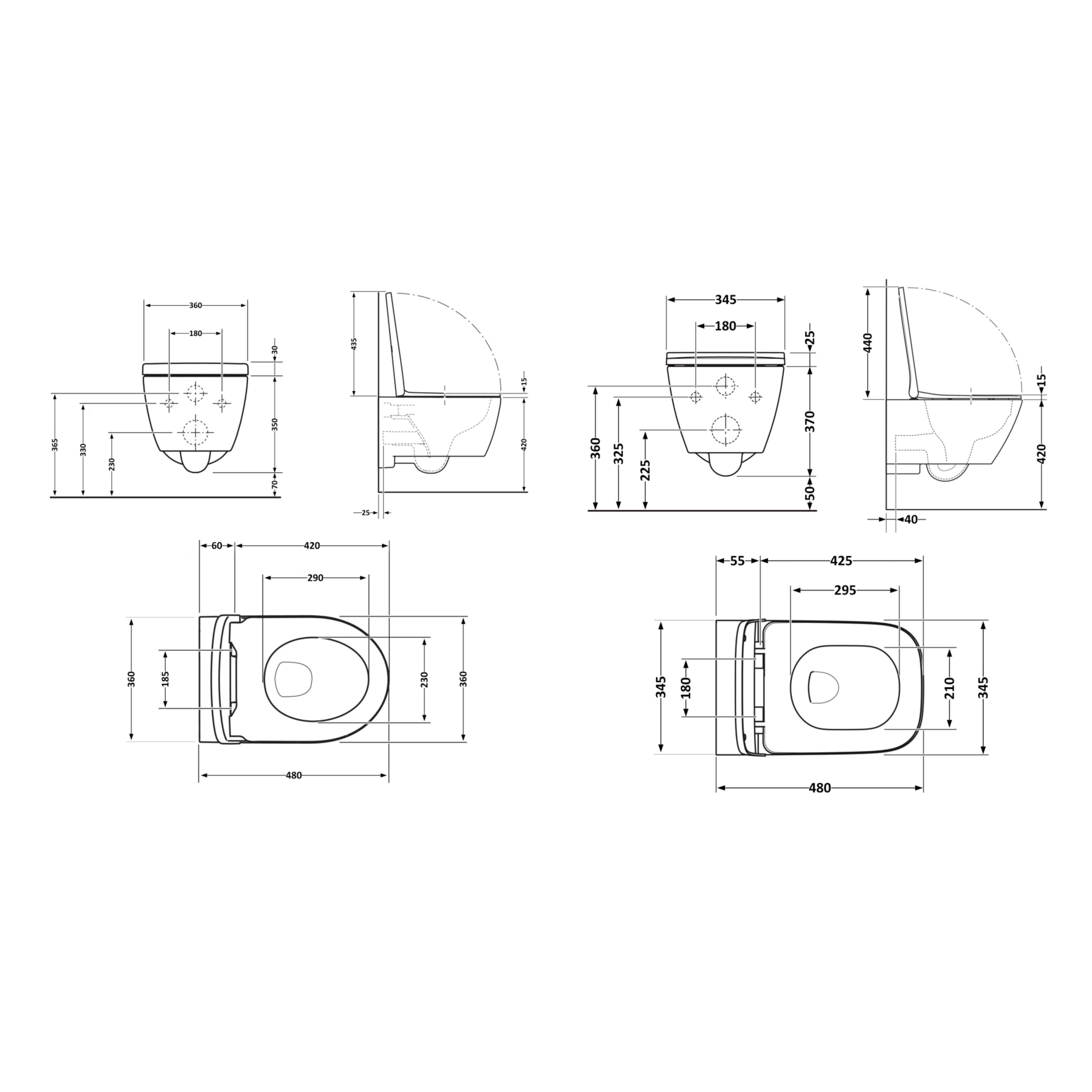 Акційний набір: Унітаз підвісний Jay Ultra Quiet QT07335177W 485х360х320 + Tern Ultra Quiet QT17332303ASW 490x365x325 1