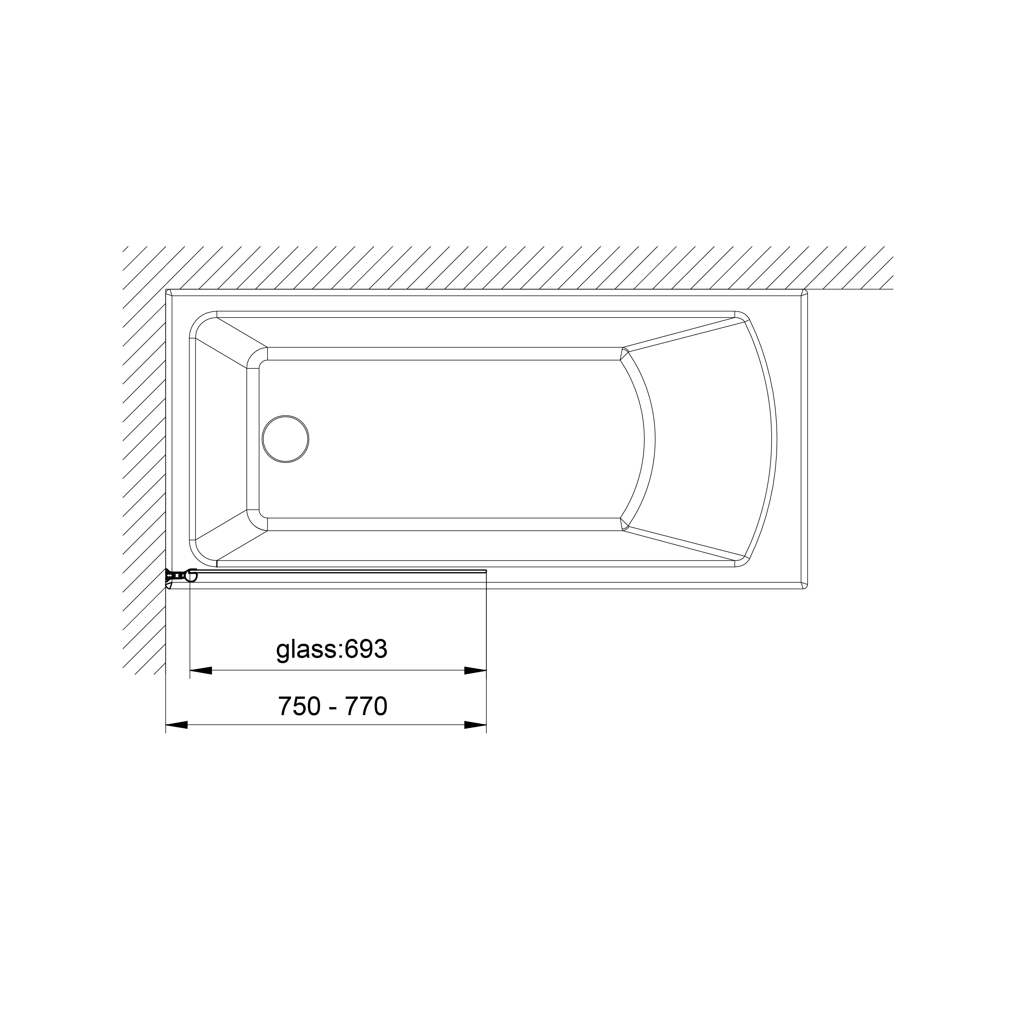 Шторка на ванну QP93(left) одноелементна 750х1400 chrome; clear 6