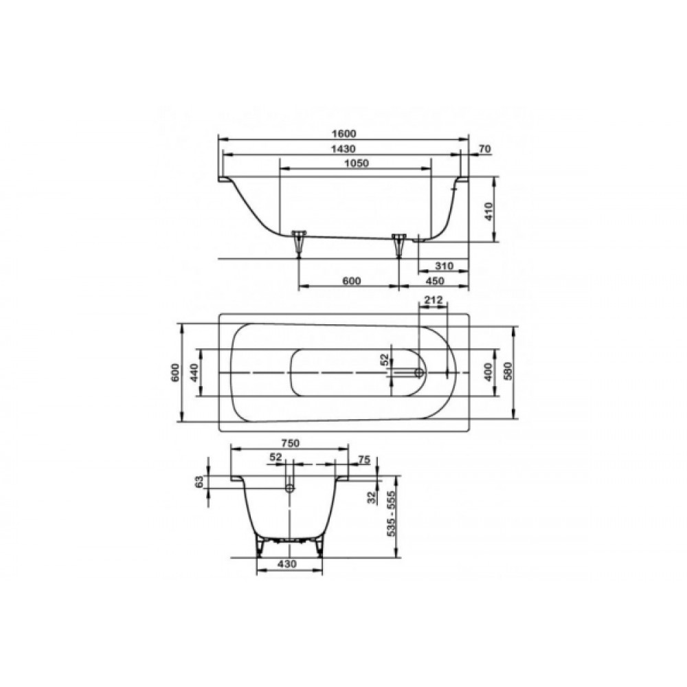 Ванна Saniform Plus 160х75 mod 372-1 3