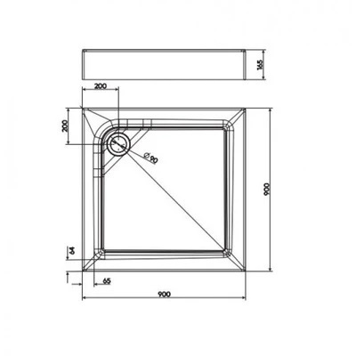 FIRST Піддон квадратний 90 x 90см, з інтегрованою панеллю 2