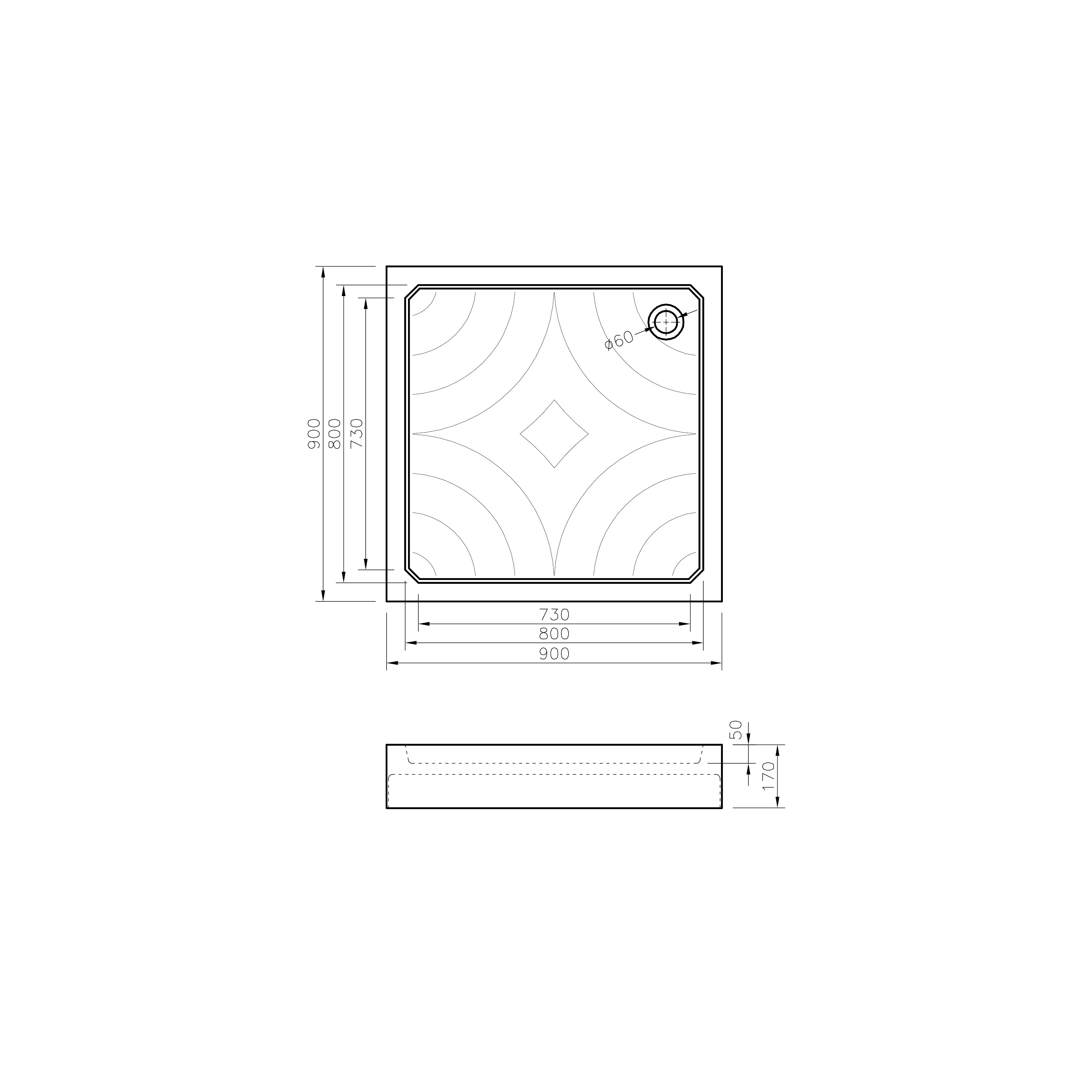 Поддон Grace акриловий 90x90, квадратний 3