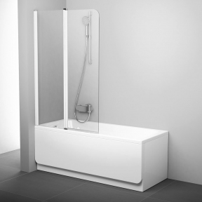 Штора для ванн рухома двоелементна Ravak CVS2-100 L білий+Transparent 7QLA0100Z1