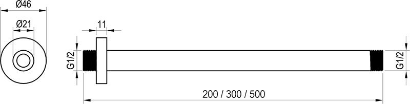 704.00 Кронштейн для верхнього душу, 30 см