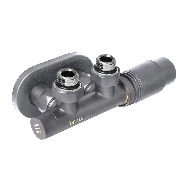 Комплект дизайн кранів з термоголовкою Ideale Duo 1/2”x1/2” антрацит