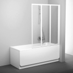 Штора для ванн складна трьохелементна Ravak VS3 130 білий+Transparent 795V0100Z1