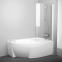Штора для ванн одноелементна Ravak CVSK1 ROSA 160/170 R білий+Transparent 7QRS0100Y1