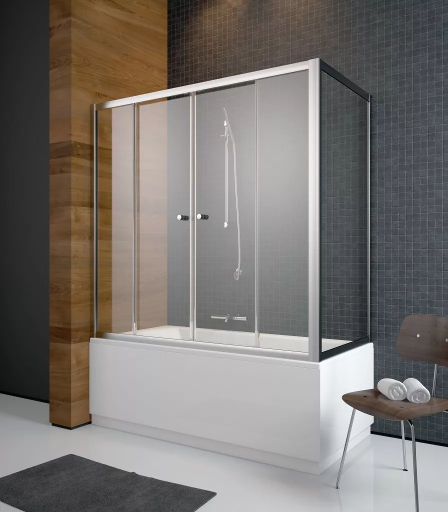 Шторки на ванну, Vesta DW, 1700x1500 хром/прозорий